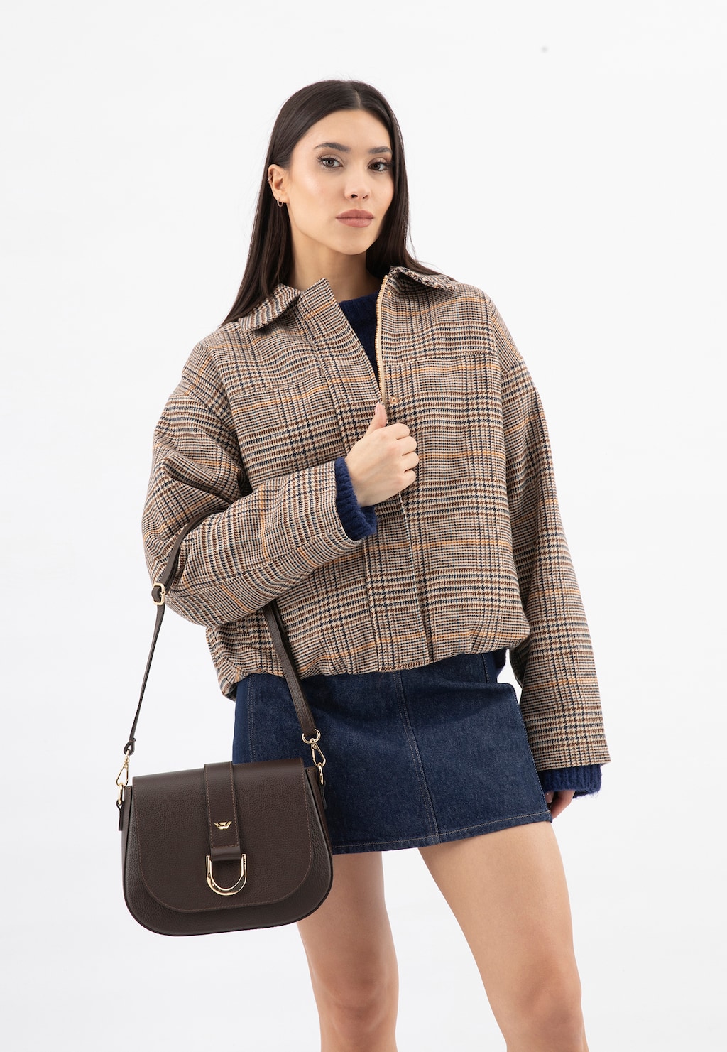 Malá kožená kabelka v čokoládovo hnedej farbe 80385-52 Widok 1