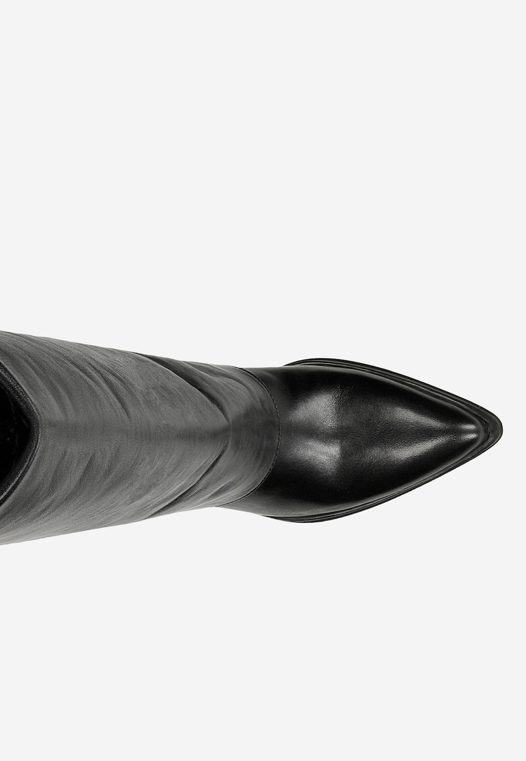 Čierne kožené čižmy na opätku so širokým zvrškom 71137-51 Widok 5