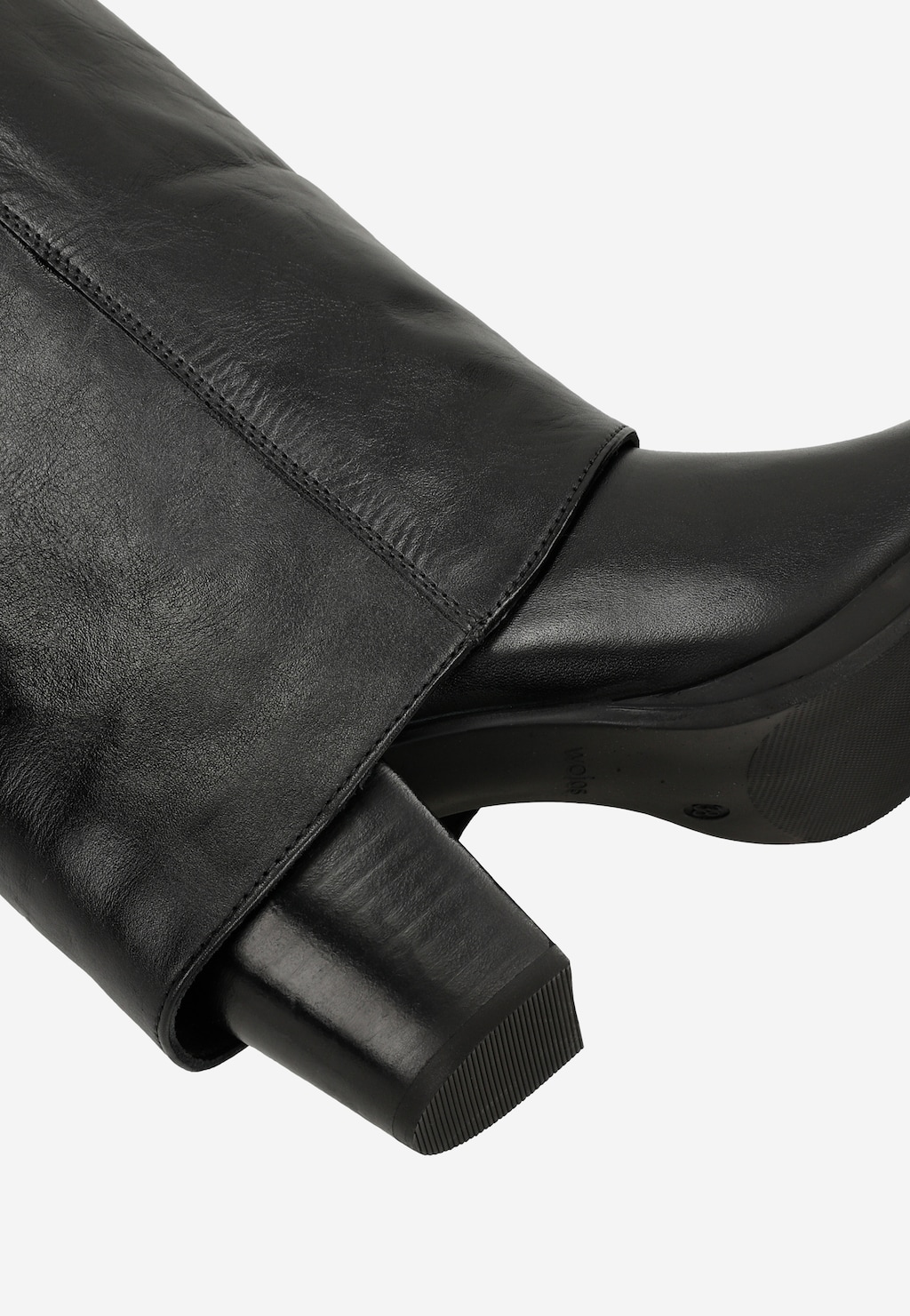 Čierne kožené čižmy na opätku so širokým zvrškom 71137-51 Widok 7