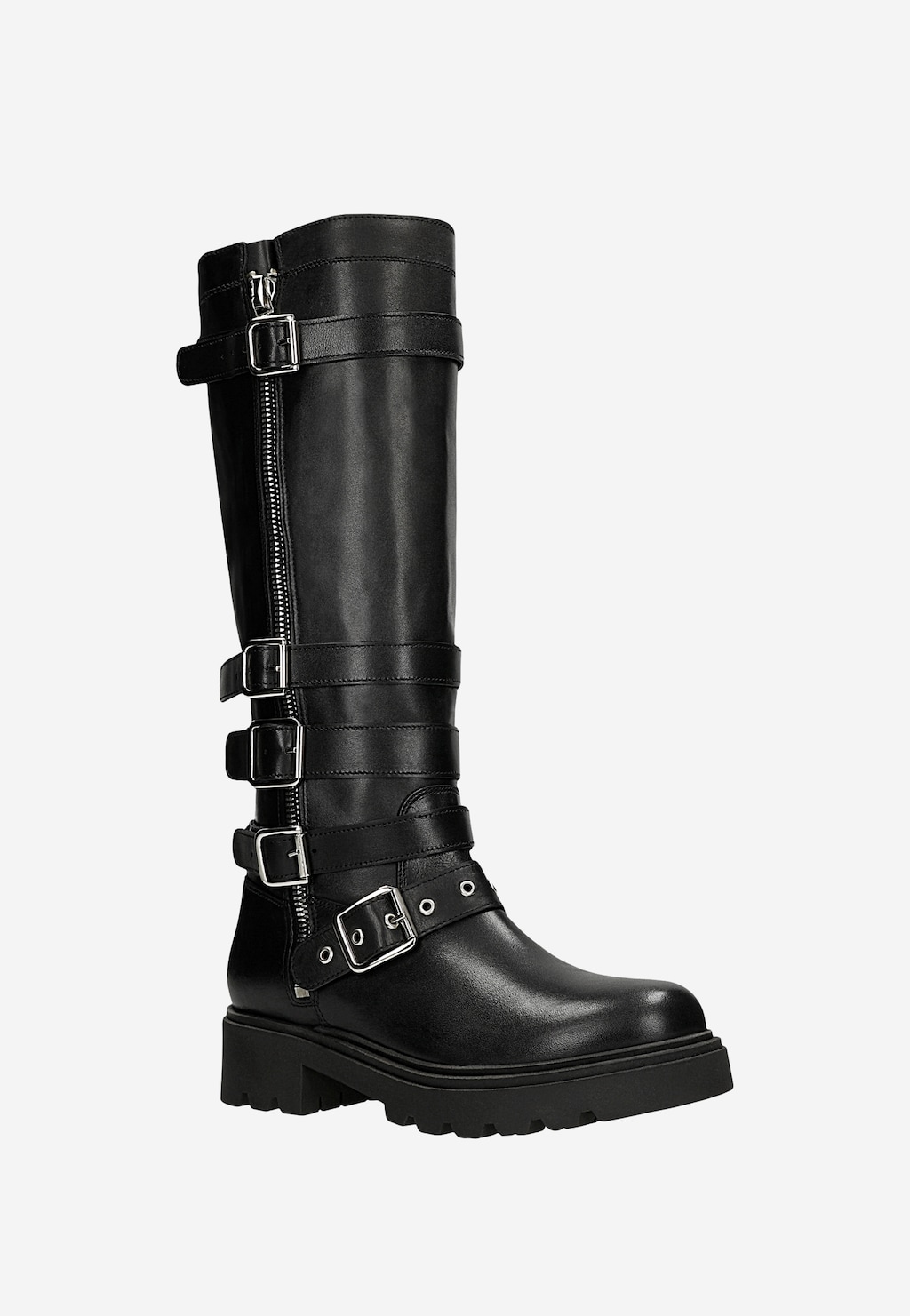 Ocieplane kozaki damskie typu bikery ze skóry naturalnej 71115-51 Widok 3