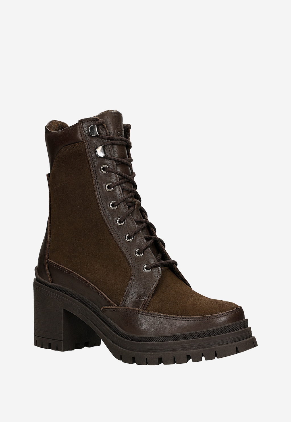 Hnedé zateplené dámske kotníkové topánky na podpätku 64156-72 Widok 3