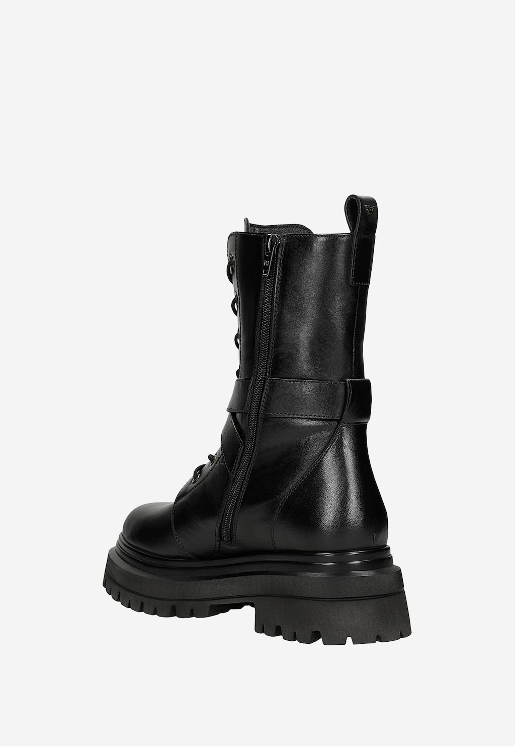 Čierne masívne dámske motorkárske čižmy z lícovej kože 64144-51 Widok 4