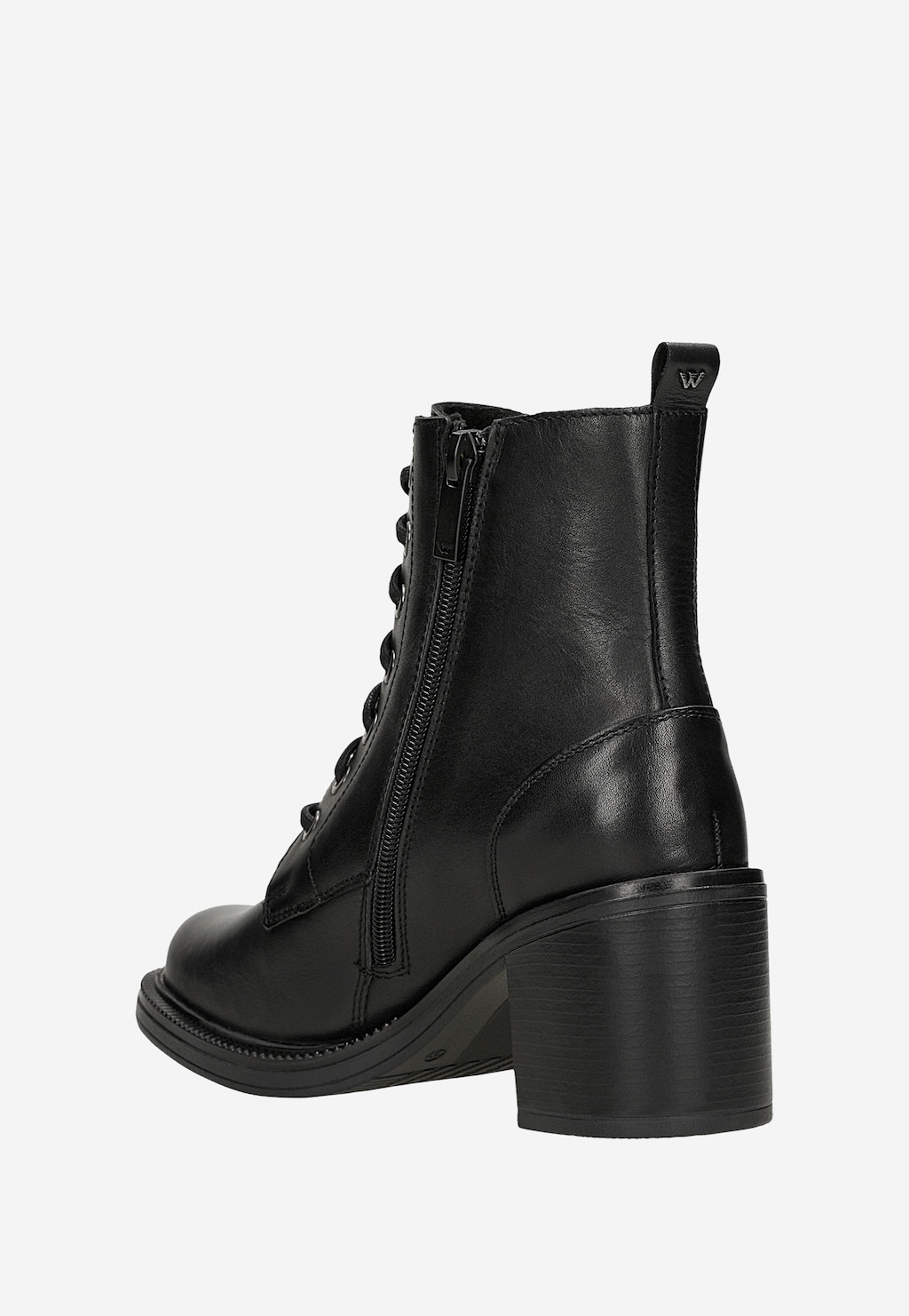 Čierne kožené dámske kotníkové topánky na podpätku 64140-51 Widok 4