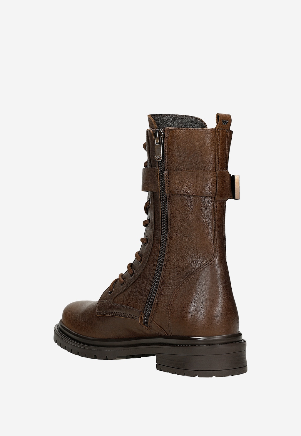 Brązowe skórzane trzewiki damskie z wysoką cholewką 64135-52 Widok 4