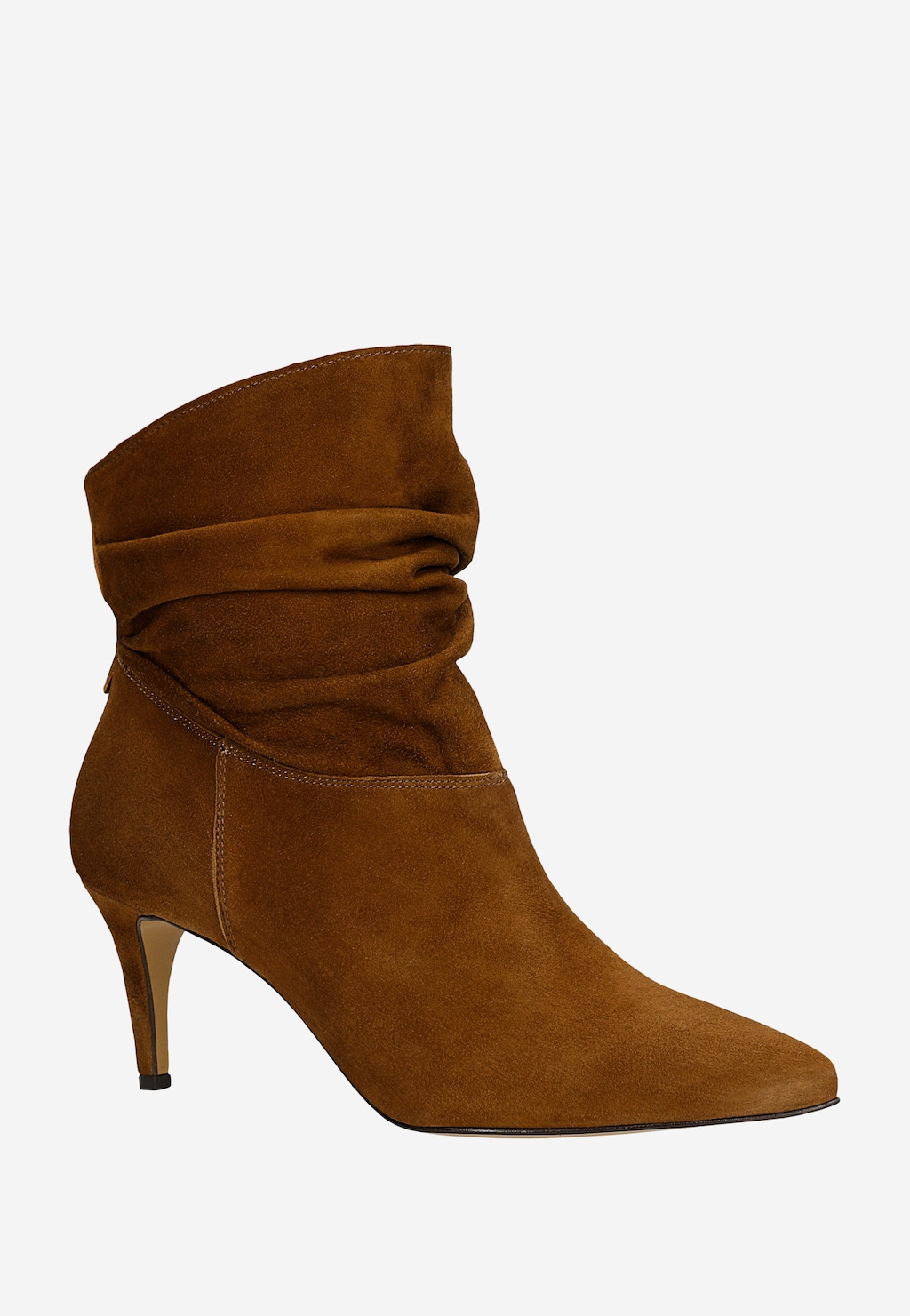 Hnedé riasené dámske kotníkové topánky na ihlovom podpätku 55375-63 Widok 3
