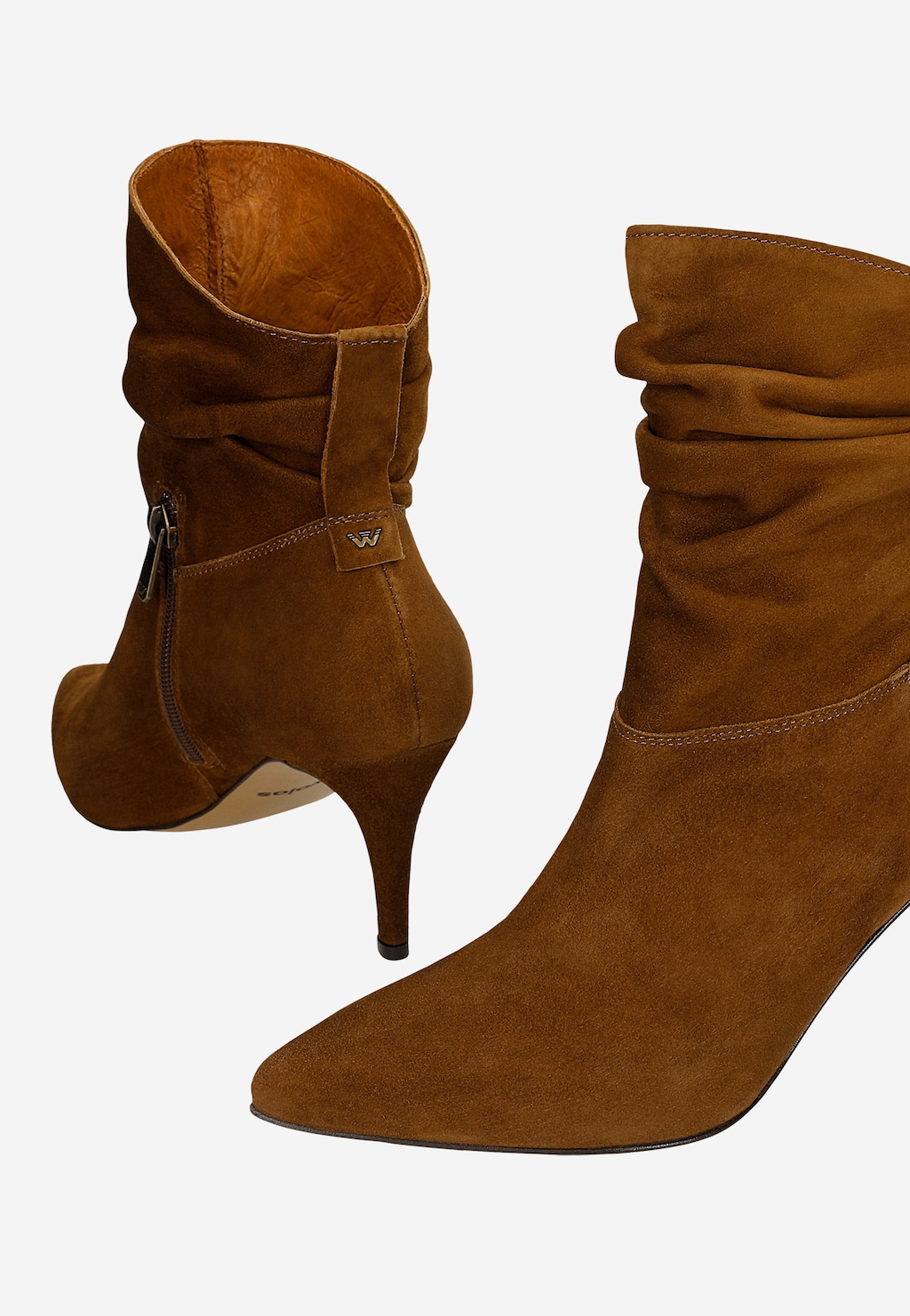 Hnedé riasené dámske kotníkové topánky na ihlovom podpätku 55375-63 Widok 8