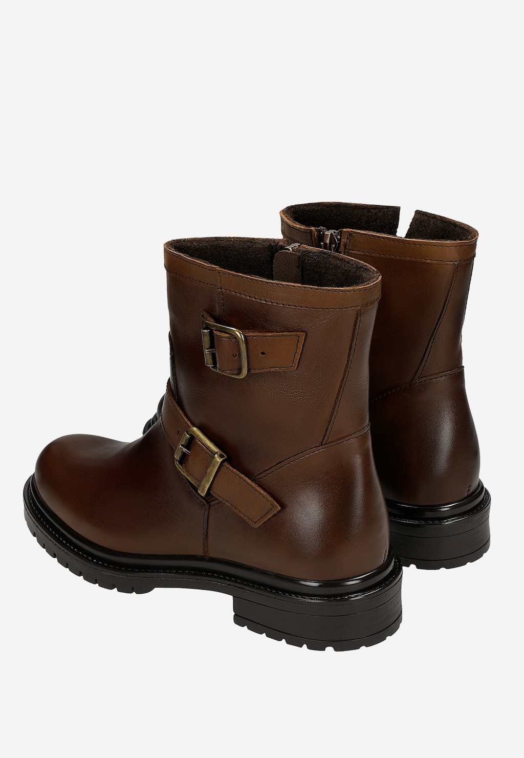 Hnedé kotníkové čižmy bikerky z lícovej kože 55370-52 Widok 7