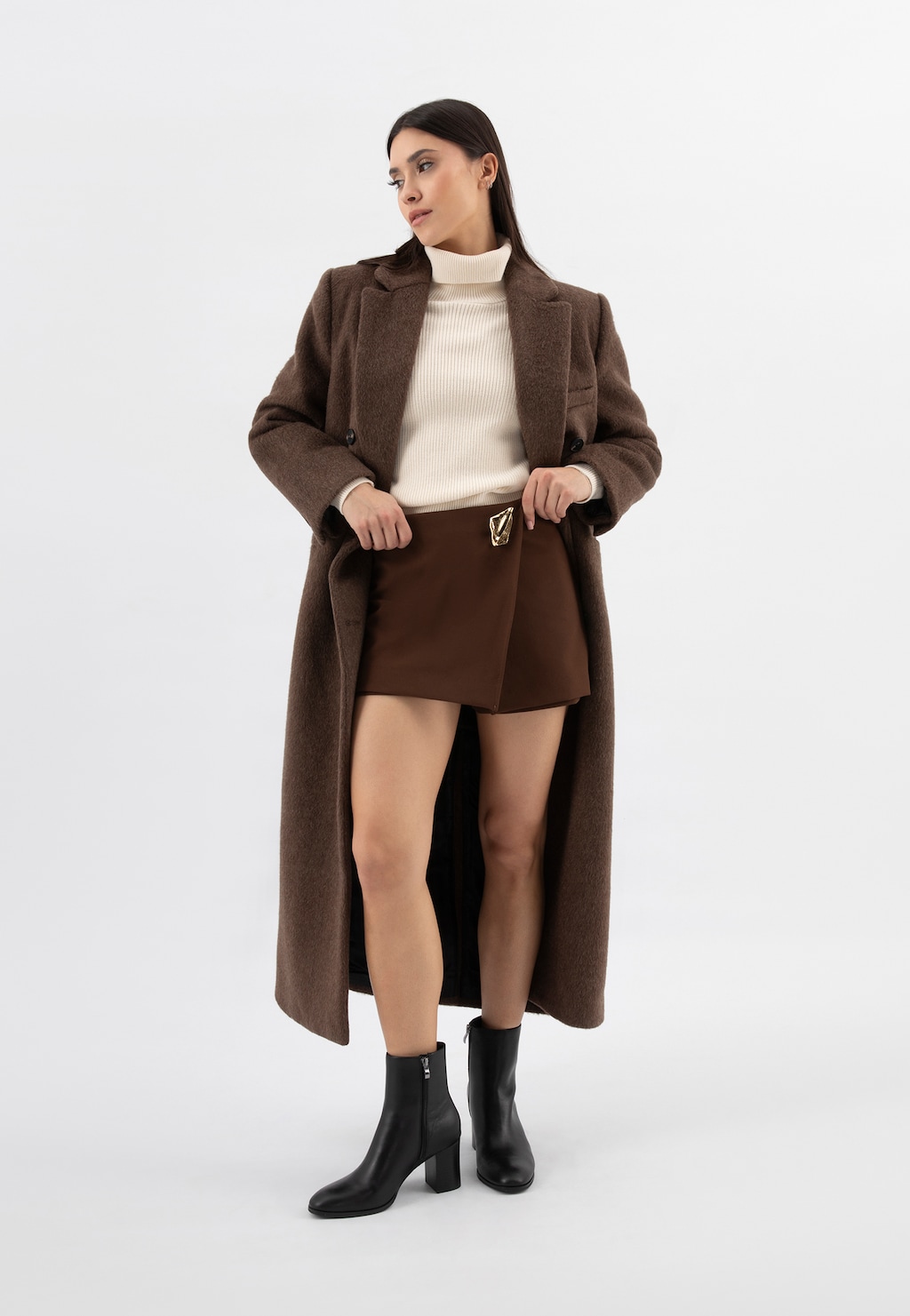 Čierne dámske kotníkové topánky z pravej kože 55346-51 Widok 1