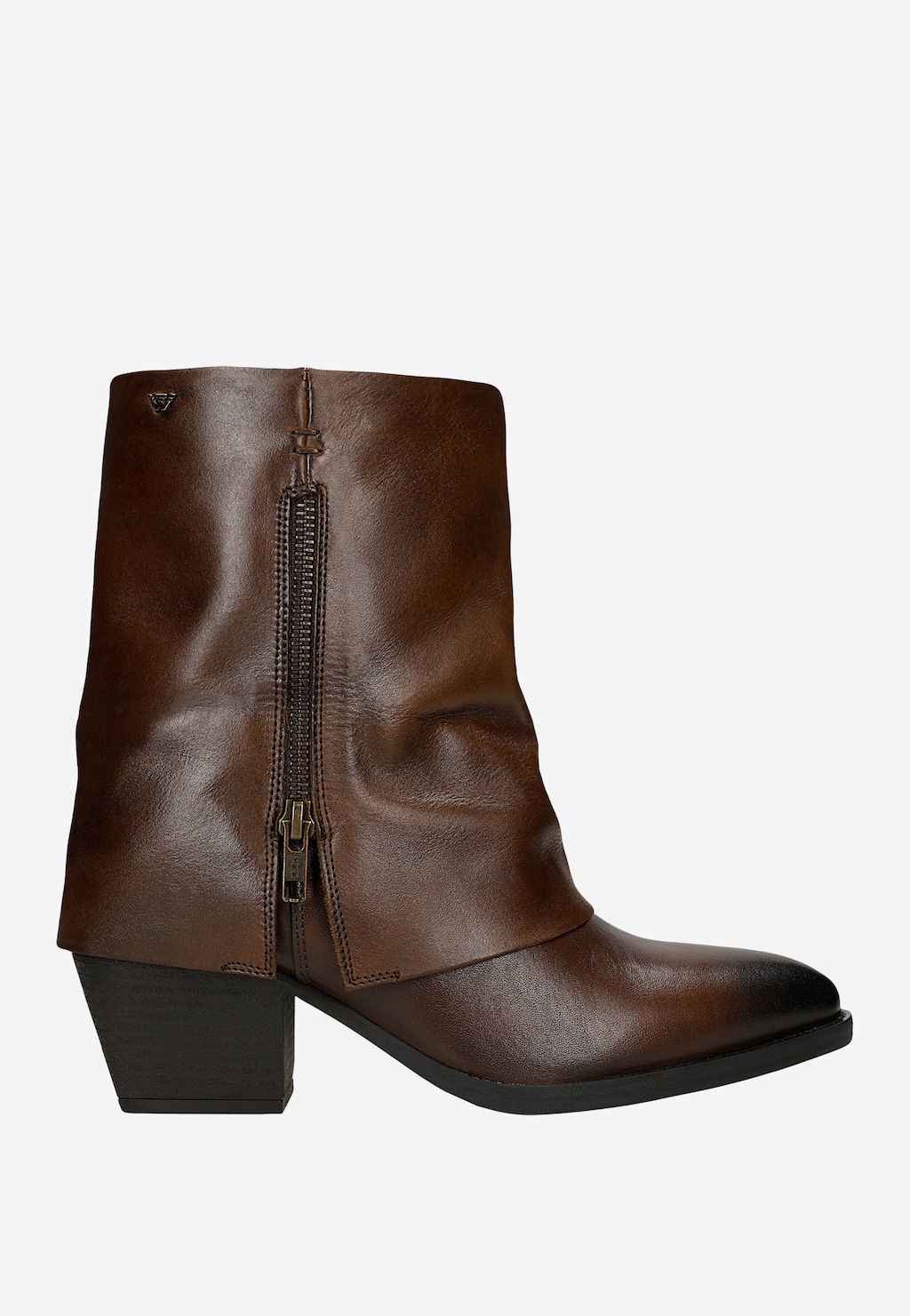 Hnedé kovbojky s cholewkou zapínanou na zips 55352-52 Widok 2