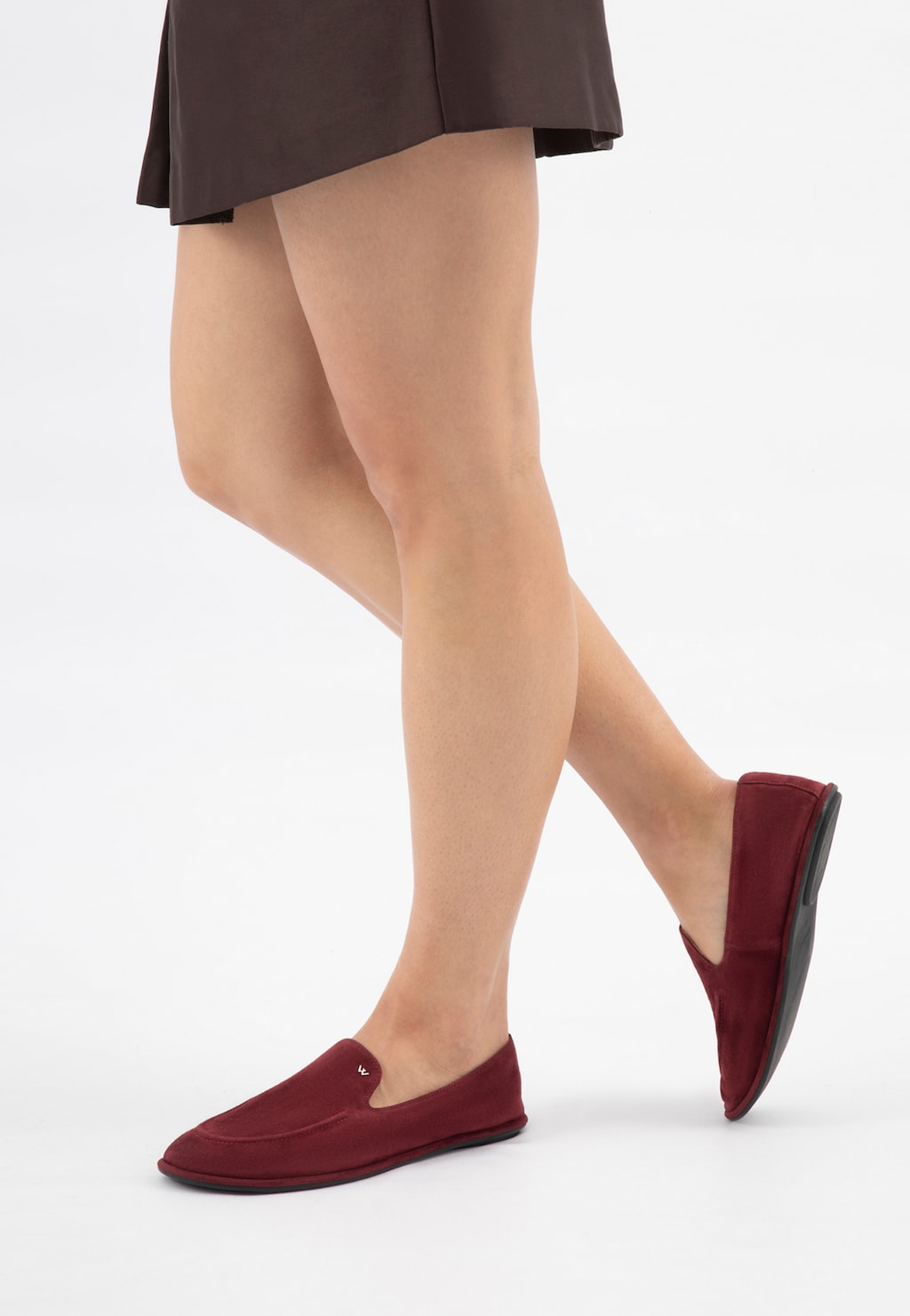 Bordowe loafersy damskie na niskiej podeszwie 46373-65 Widok 8