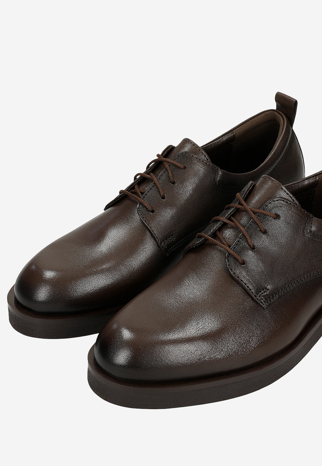 Tmavě hnědé dámské šněrovací polobotky z lícové kůže 46360-52 Widok 7