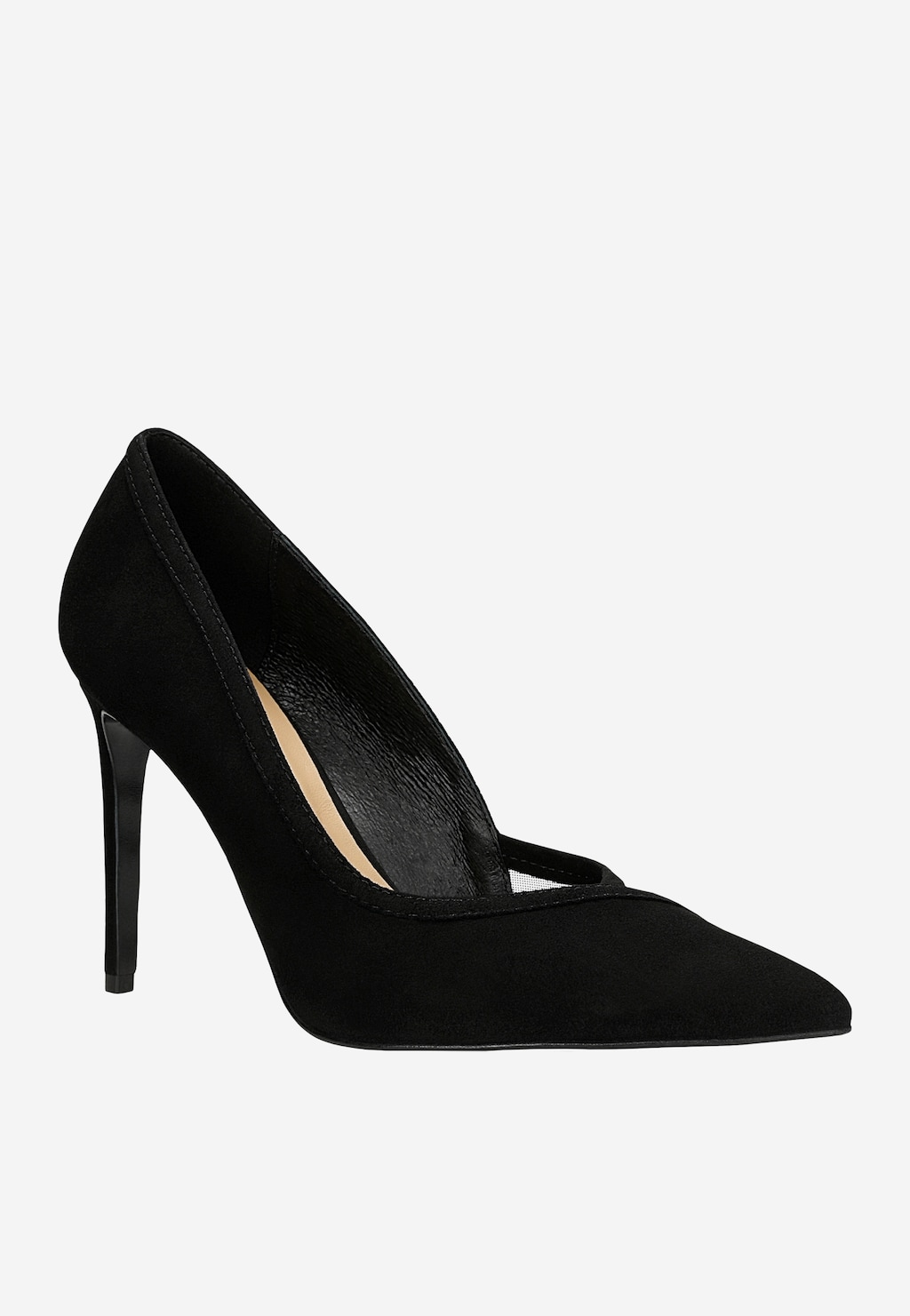 Čierne velúrové lodičky na vysokom podpätku 35180-81 Widok 3