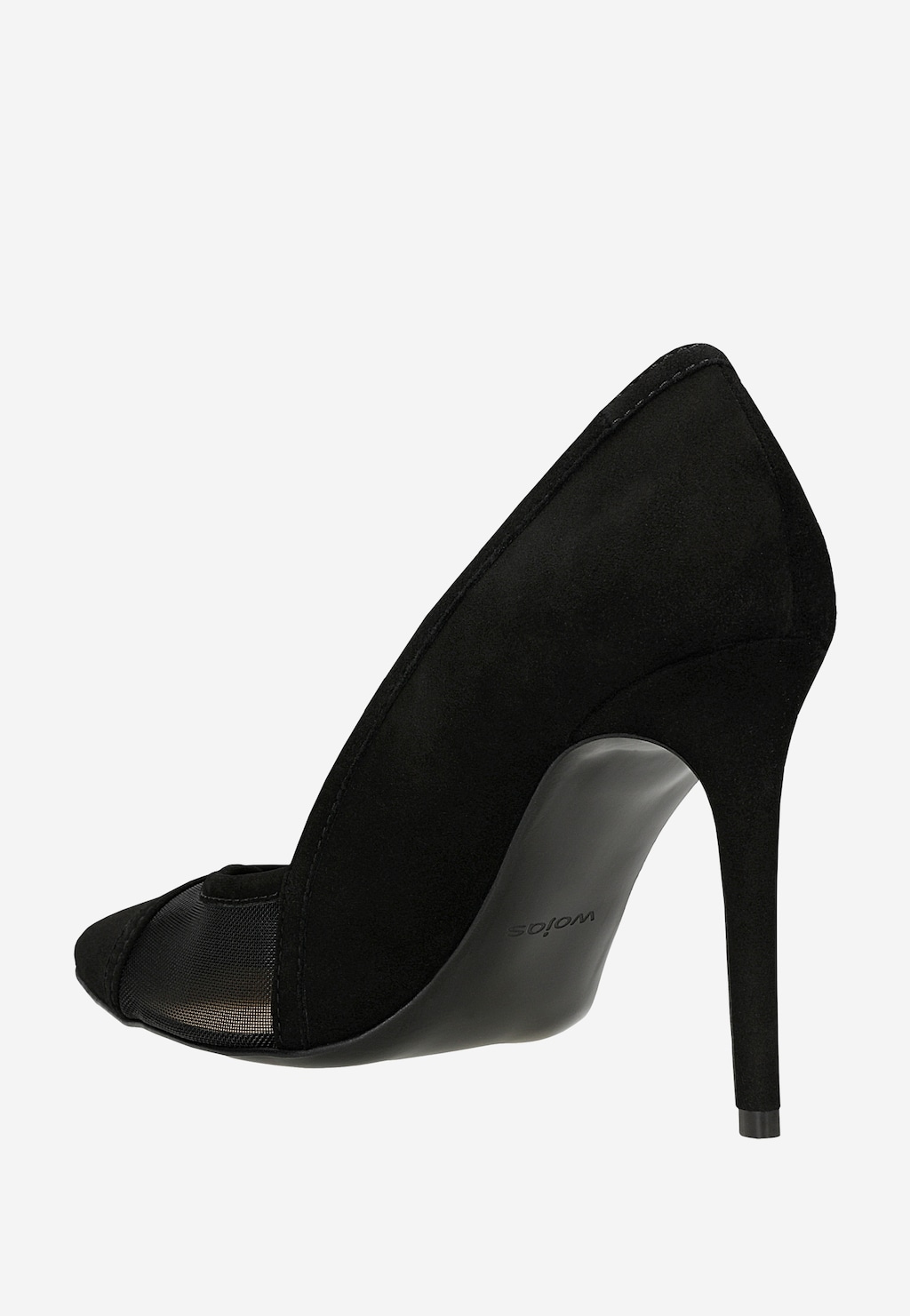Čierne velúrové lodičky na vysokom podpätku 35180-81 Widok 4