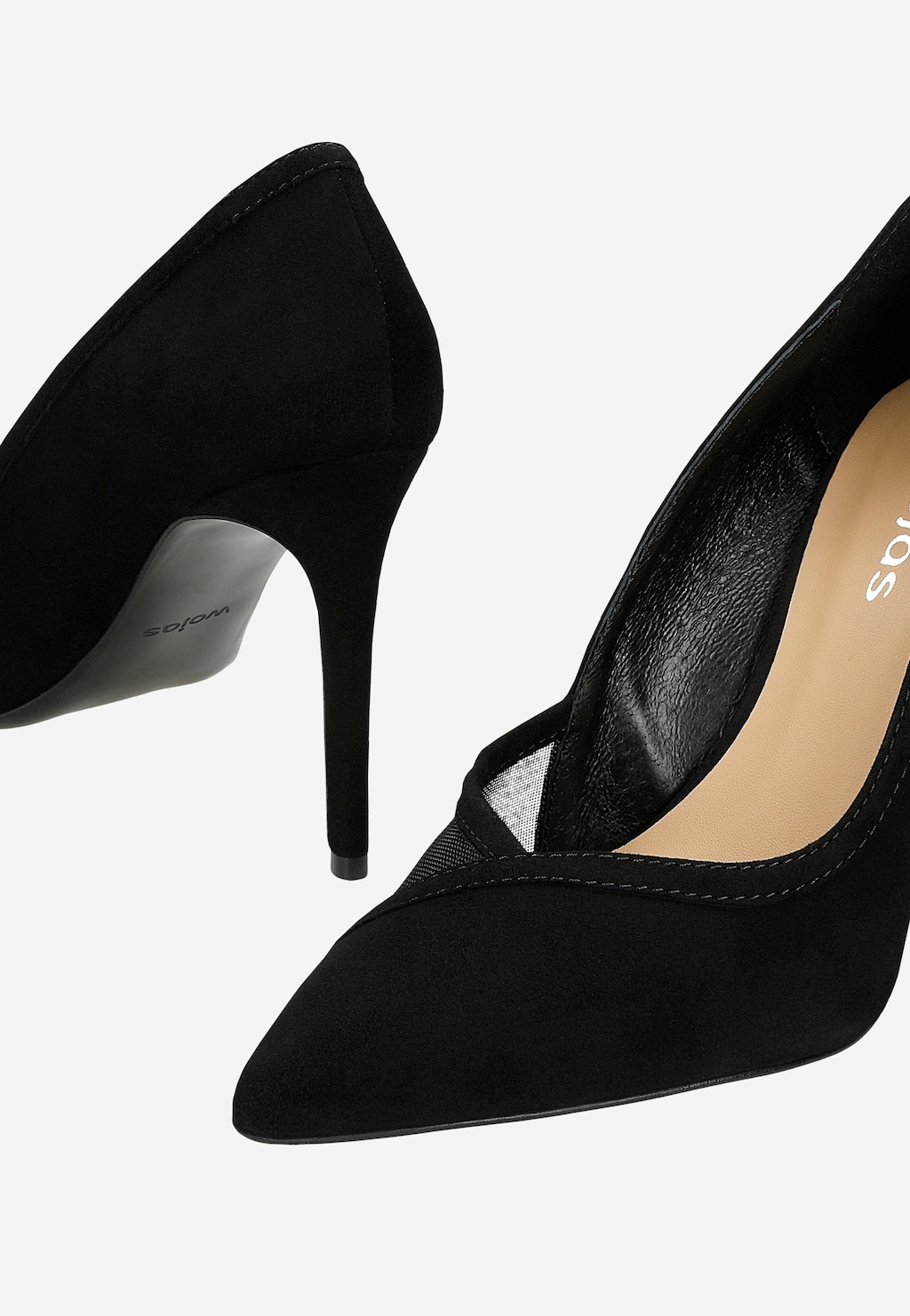 Čierne velúrové lodičky na vysokom podpätku 35180-81 Widok 7