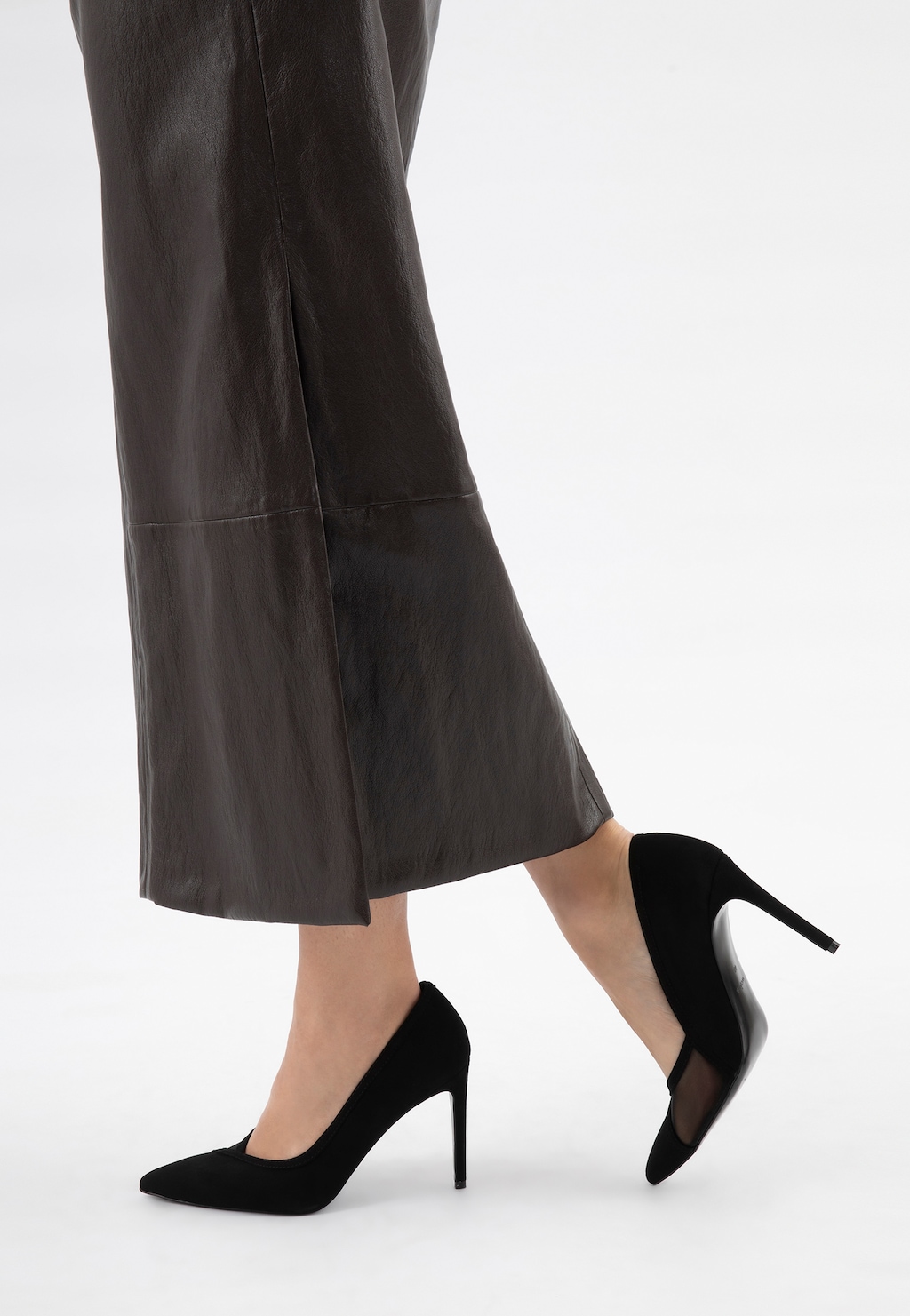 Čierne velúrové lodičky na vysokom podpätku 35180-81 Widok 8