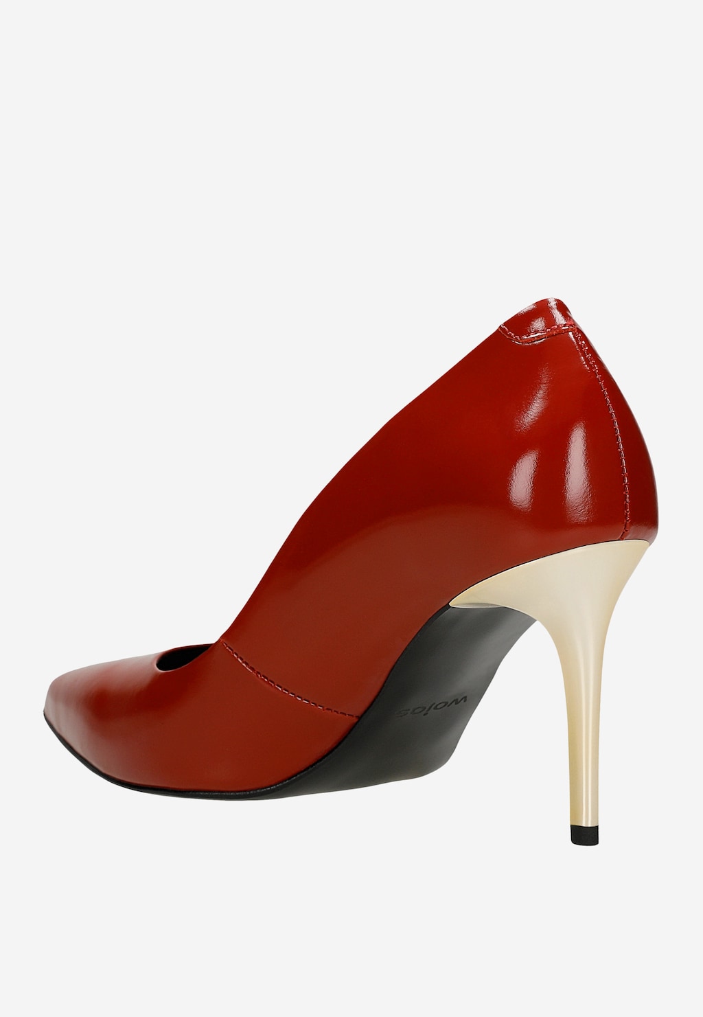 Czerwone skórzane szpilki na złotym obcasie 35178-55 Widok 4