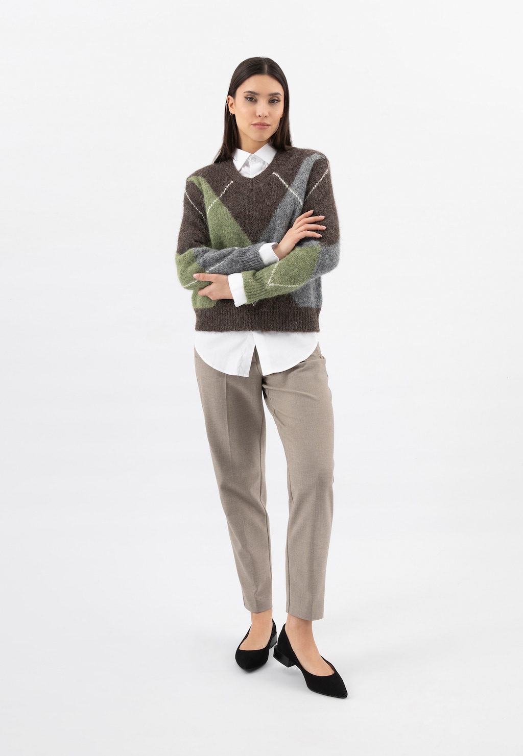 Čierne semišové balerínky na podpätku 44070-61 Widok 9