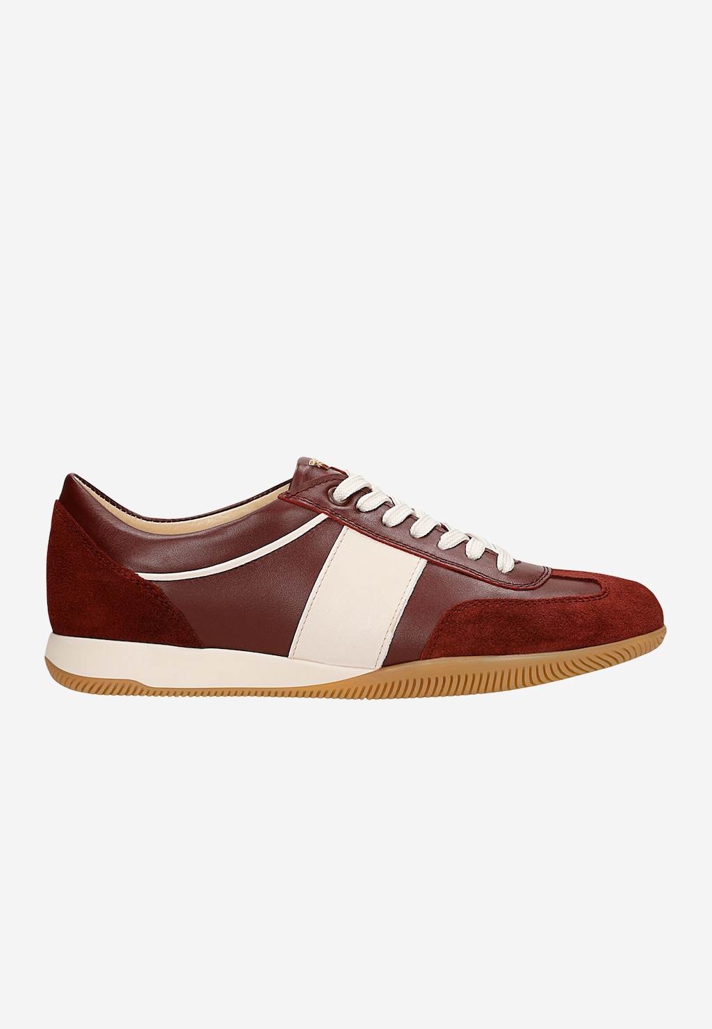 Bordowe trampki damskie z białymi wstawkami 46343-75 Widok 2