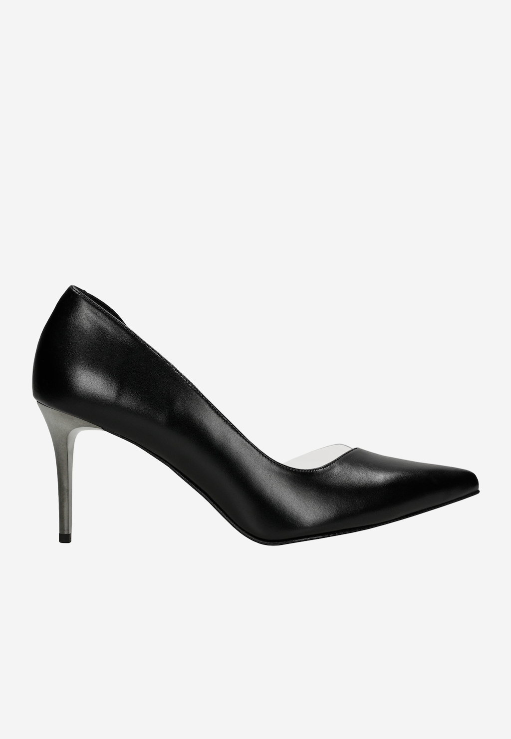 Čierne dámske lodičky na ihlovom podpätku s priehľadnou vložkou 35179-81 Widok 2