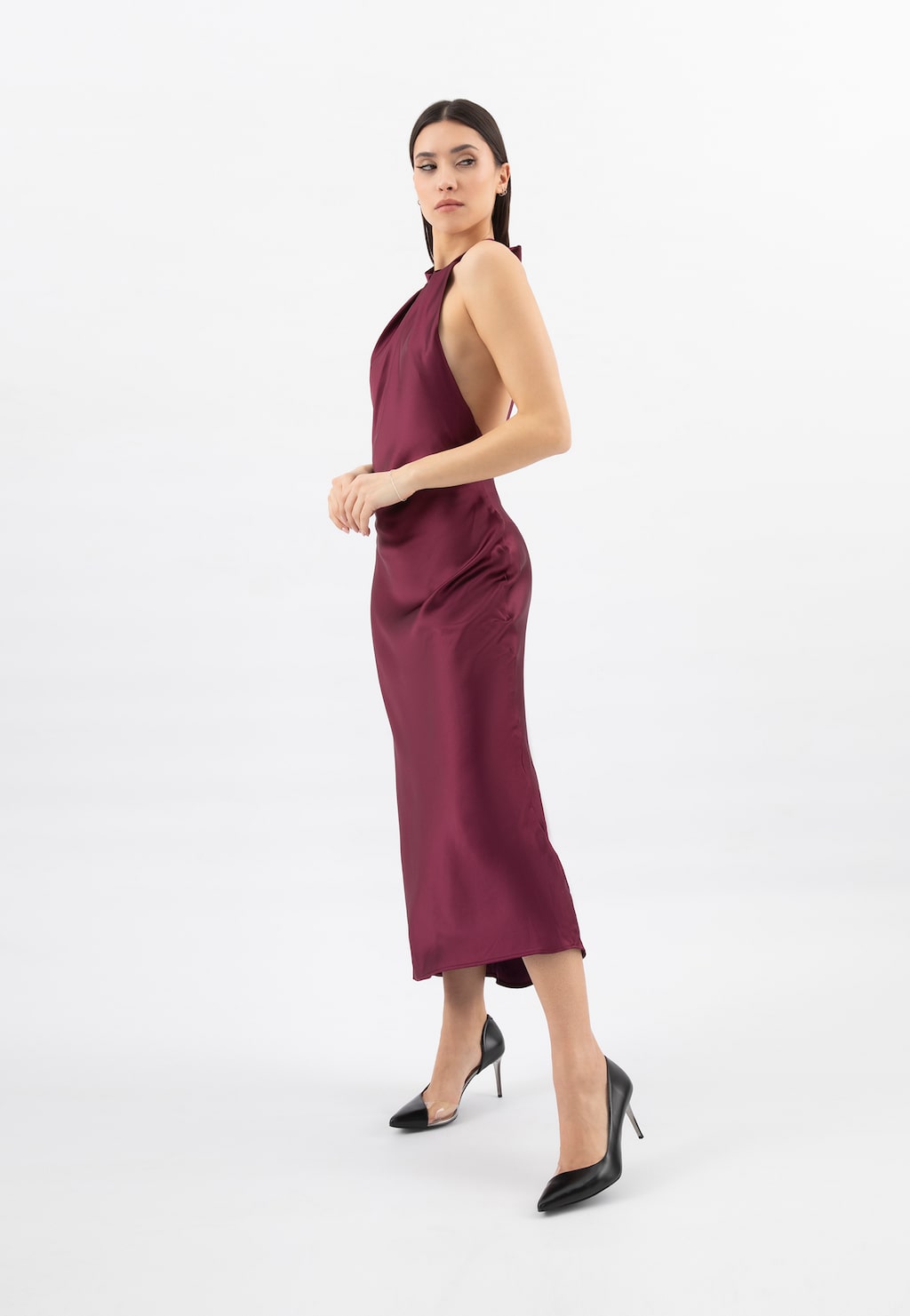 Čierne dámske lodičky na ihlovom podpätku s priehľadnou vložkou 35179-81 Widok 10