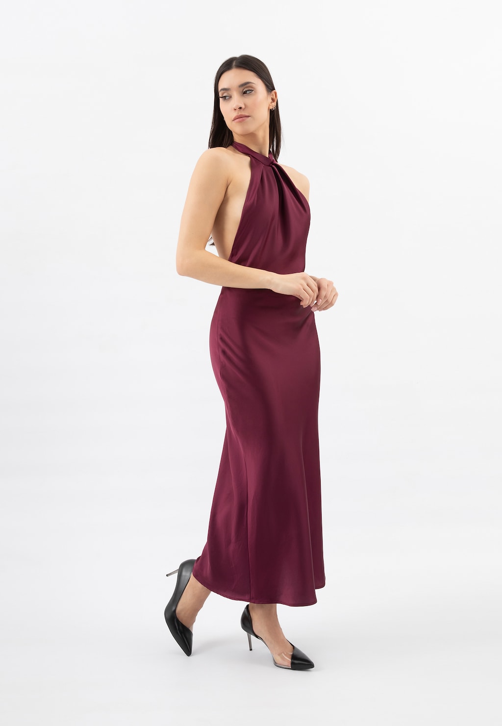 Čierne dámske lodičky na ihlovom podpätku s priehľadnou vložkou 35179-81 Widok 1