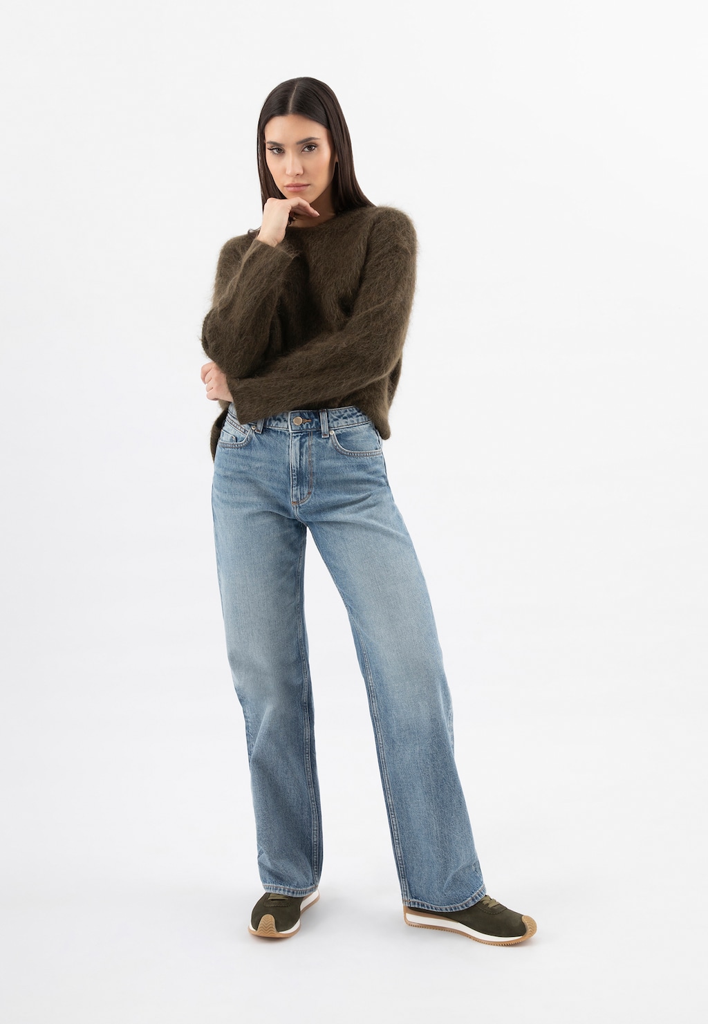 Zelené dámske tenisky zo semišovej usne 46368-77 Widok 1