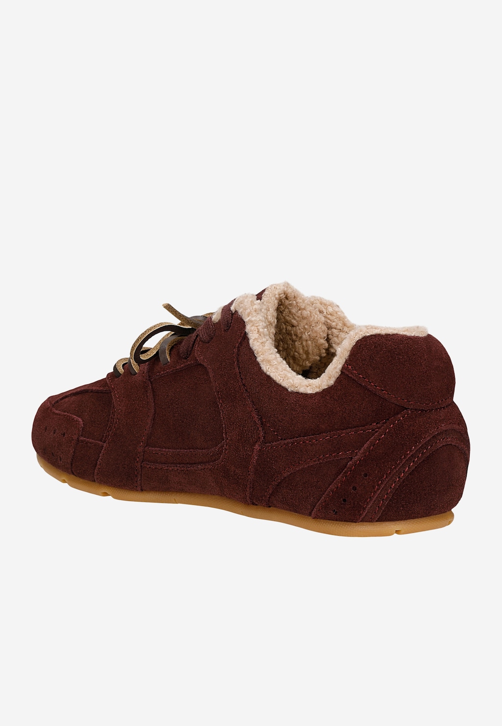 Bordowe sneakersy damskie z kożuszkiem 46371-65 Widok 4