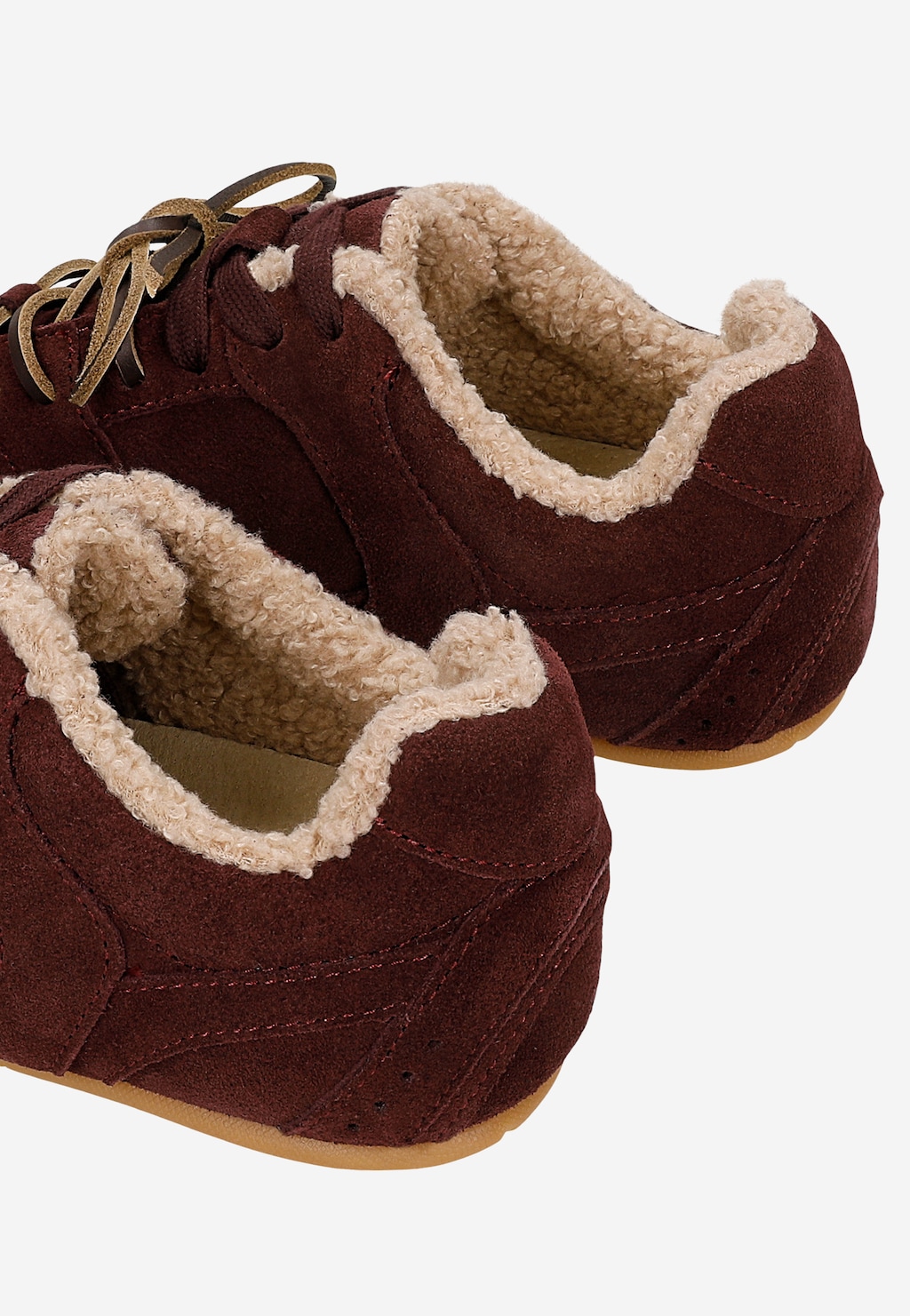 Bordowe sneakersy damskie z kożuszkiem 46371-65 Widok 7