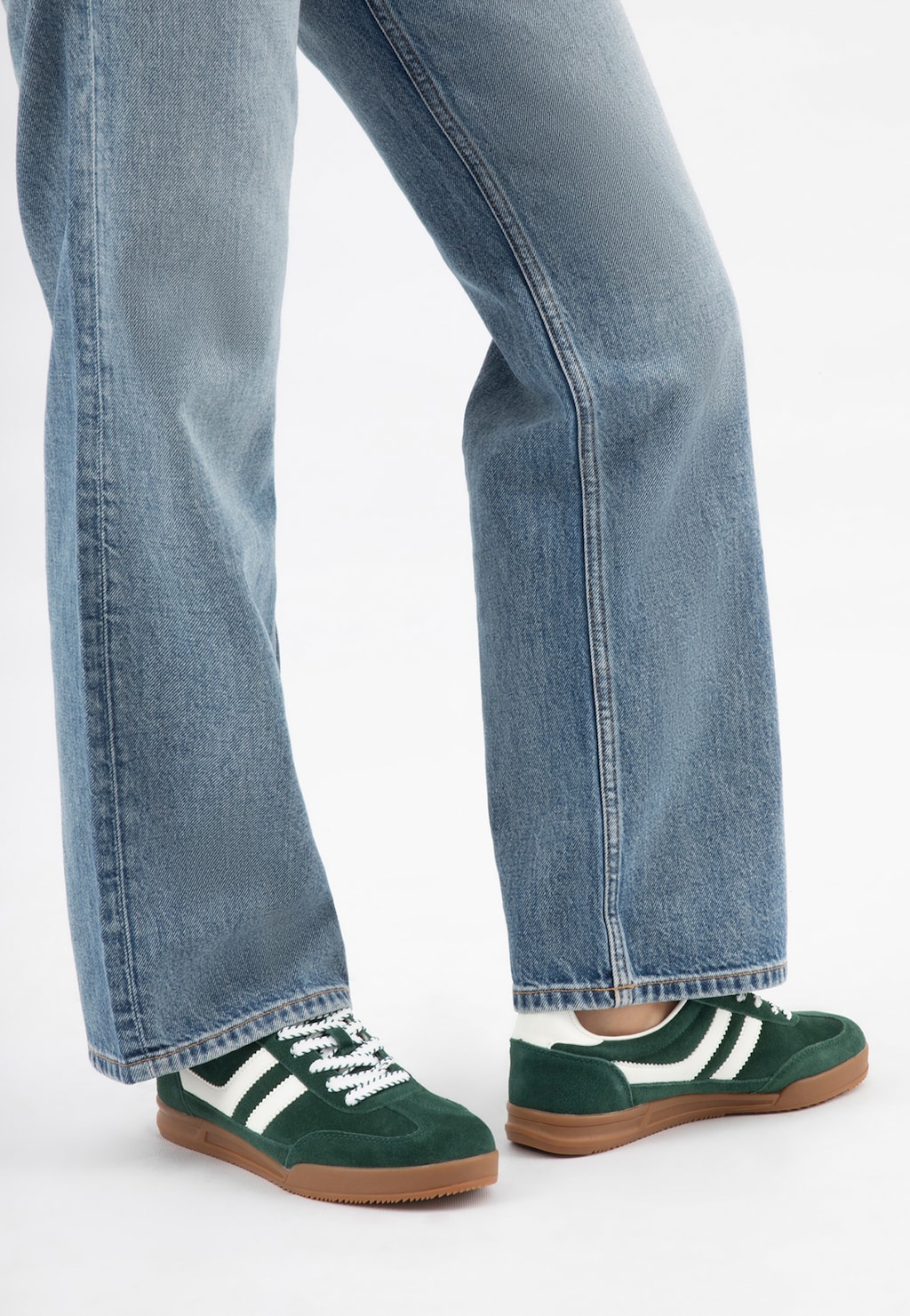 Zelené dámské tenisky z velurové useně 46375-77 Widok 8