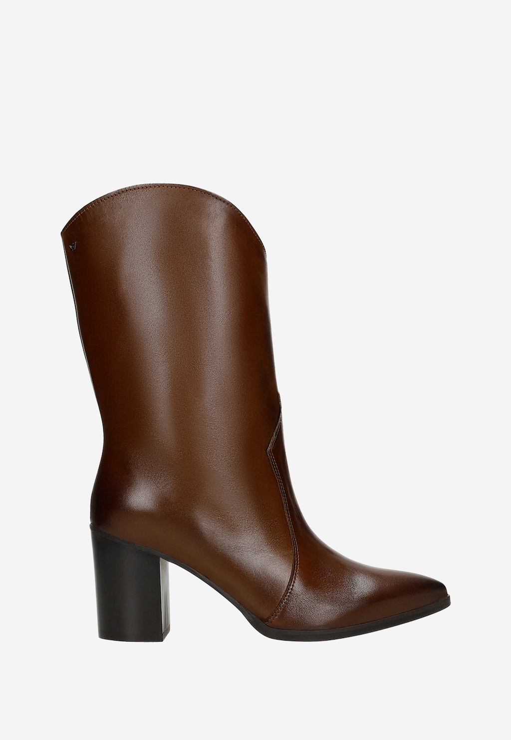 Brązowe skórzane kowbojki damskie na obcasie 55317-52 Widok 2