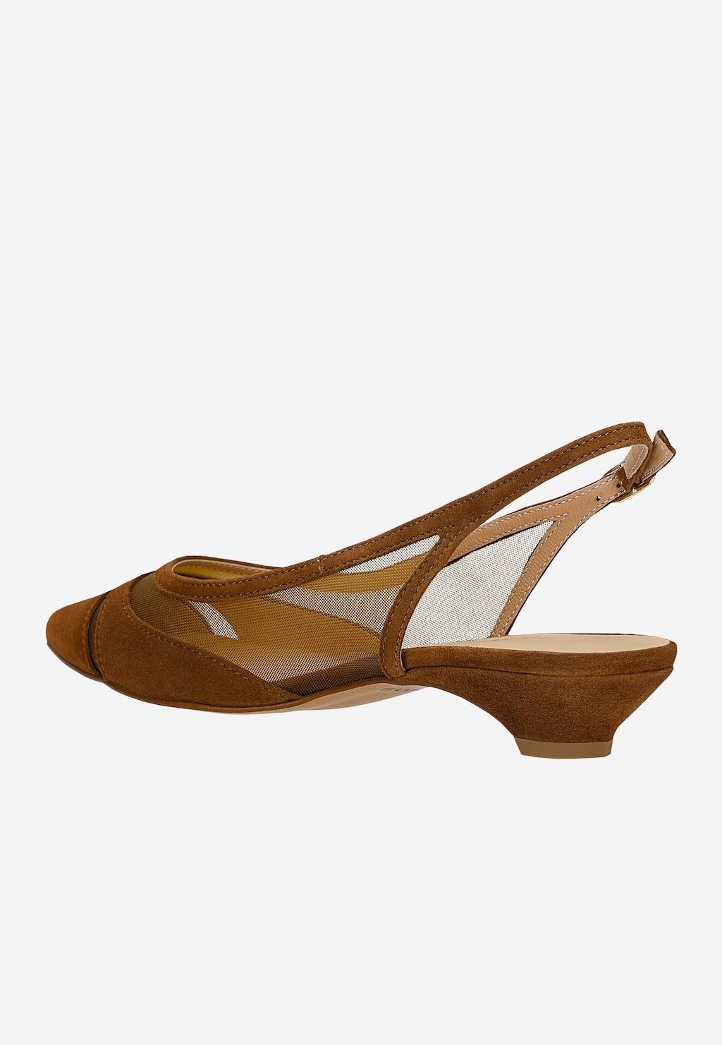 Brązowe siateczkowe baleriny damskie z odkrytą piętą 44077-83 Widok 3