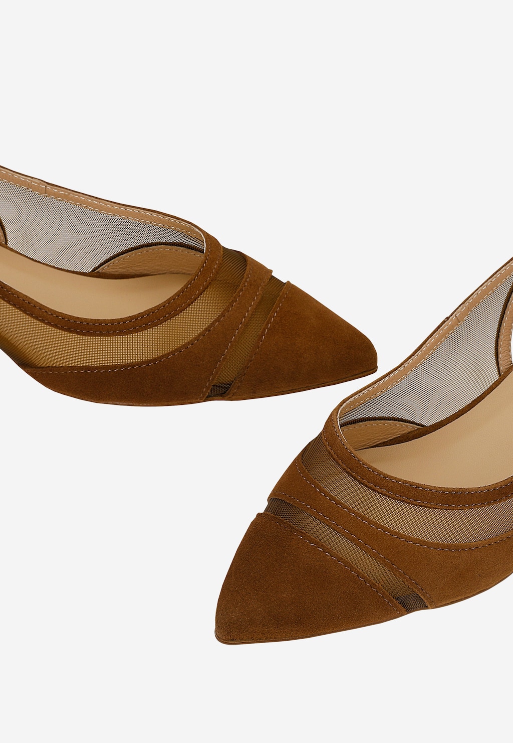 Brązowe siateczkowe baleriny damskie z odkrytą piętą 44077-83 Widok 6
