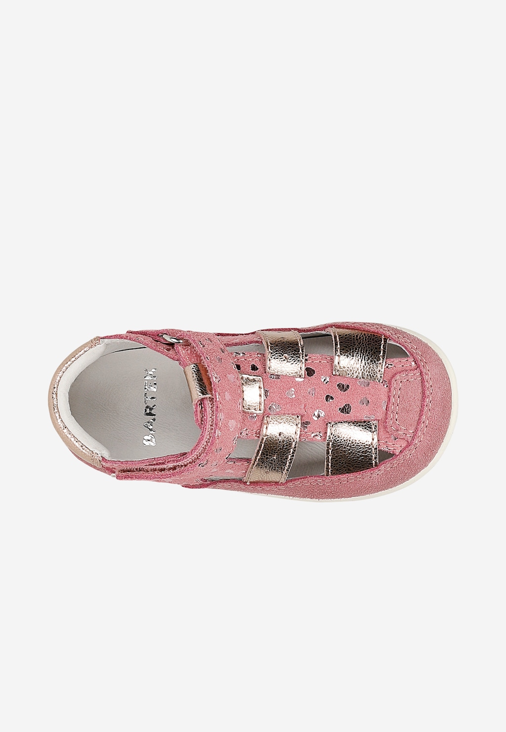 Różowe półsandały dziewczęce z błyszczącymi serduszkami BARTEK 86005-85 Widok 4