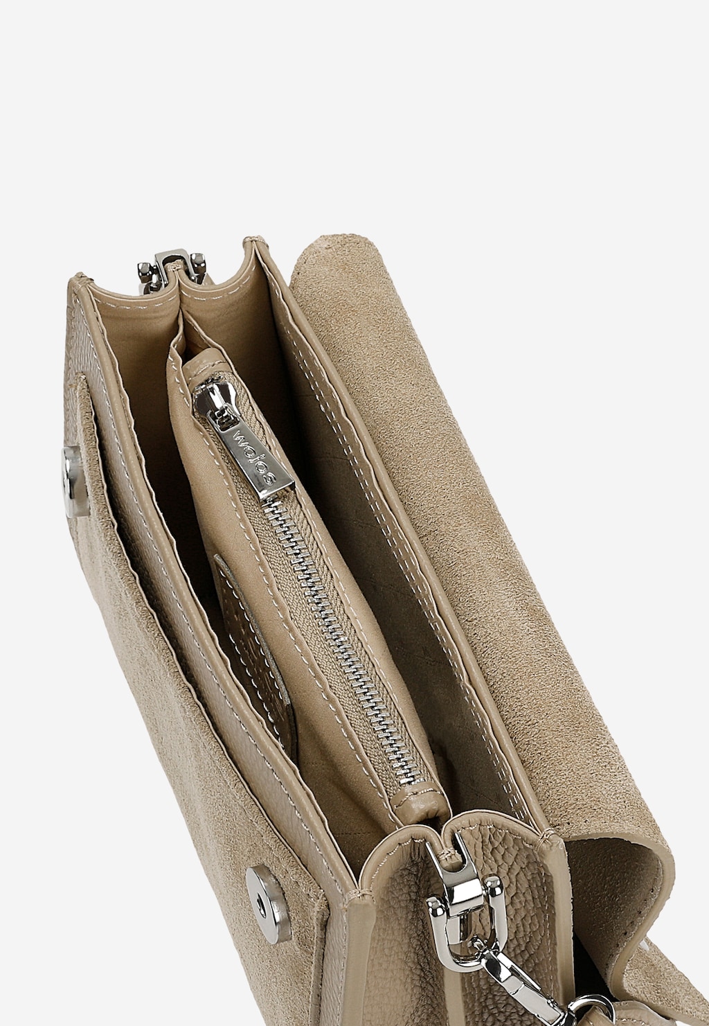 Mała beżowa torebka damska z łączonych skór 80240-74 Widok 6