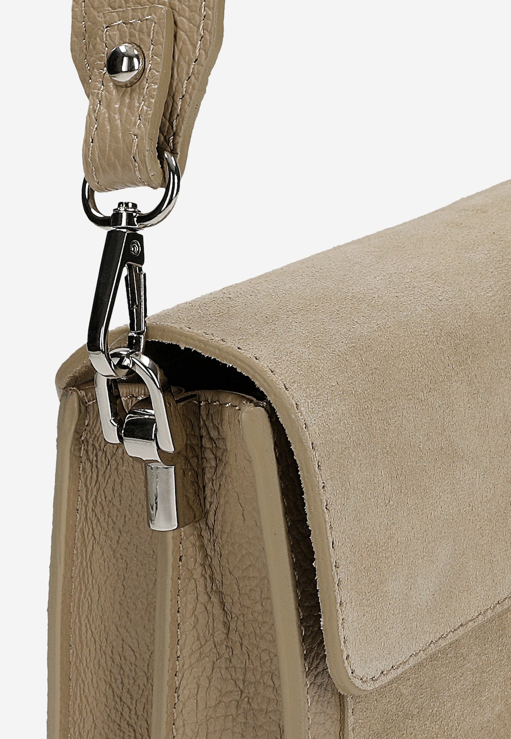 Mała beżowa torebka damska z łączonych skór 80240-74 Widok 7