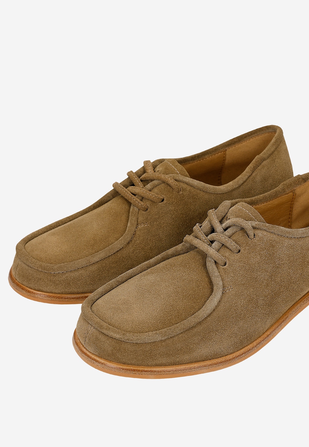 Ciemnobeżowe półbuty damskie z dwoiny 46393-64 Widok 6