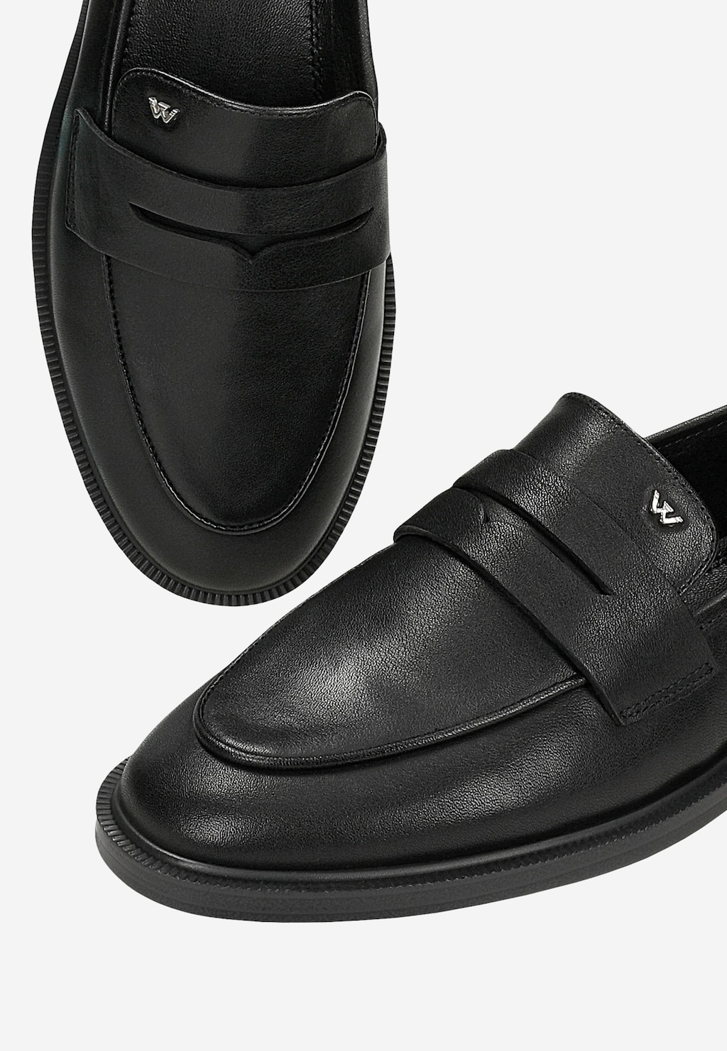 Czarne skórzane mokasyny damskie penny loafers 46398-51 Widok 6