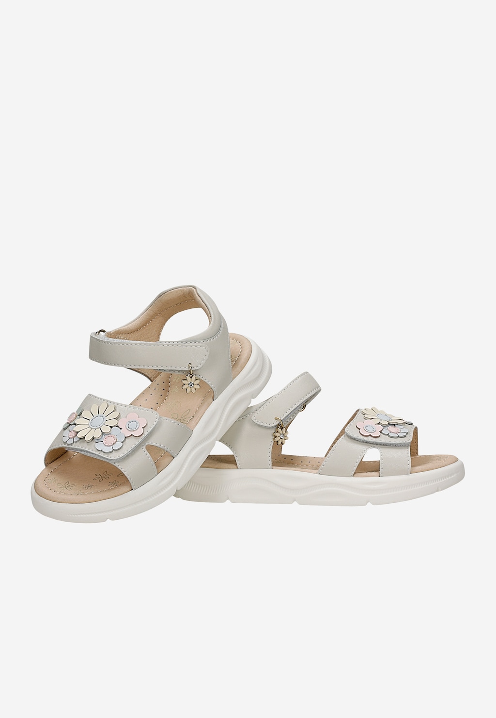 Beżowe sandały dziewczęce z kwiatami BARTEK 84416-54 Widok 6