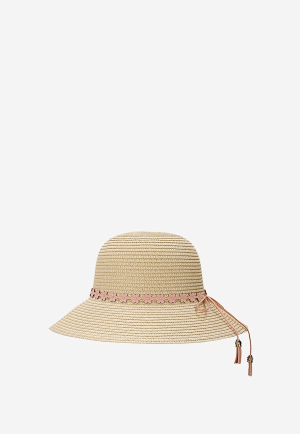 Pletený klobúk s ozdobným kvetovým detailom BARTEK 85606-14