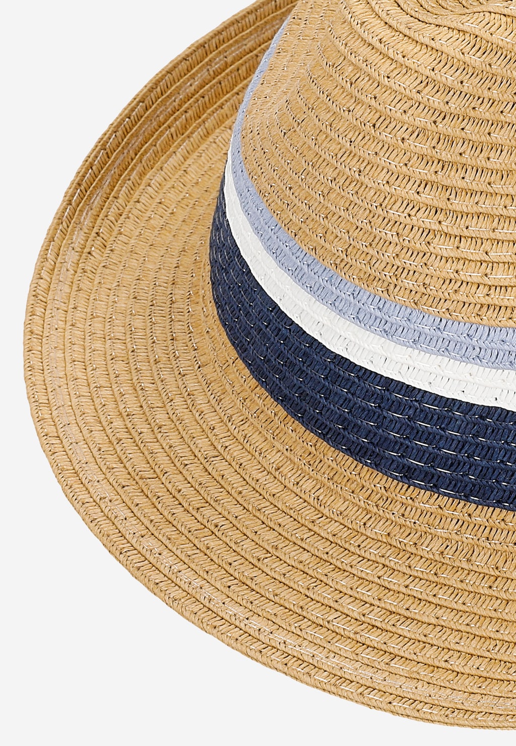 Pletený klobúk s modro-bielymi pruhmi Widok 7