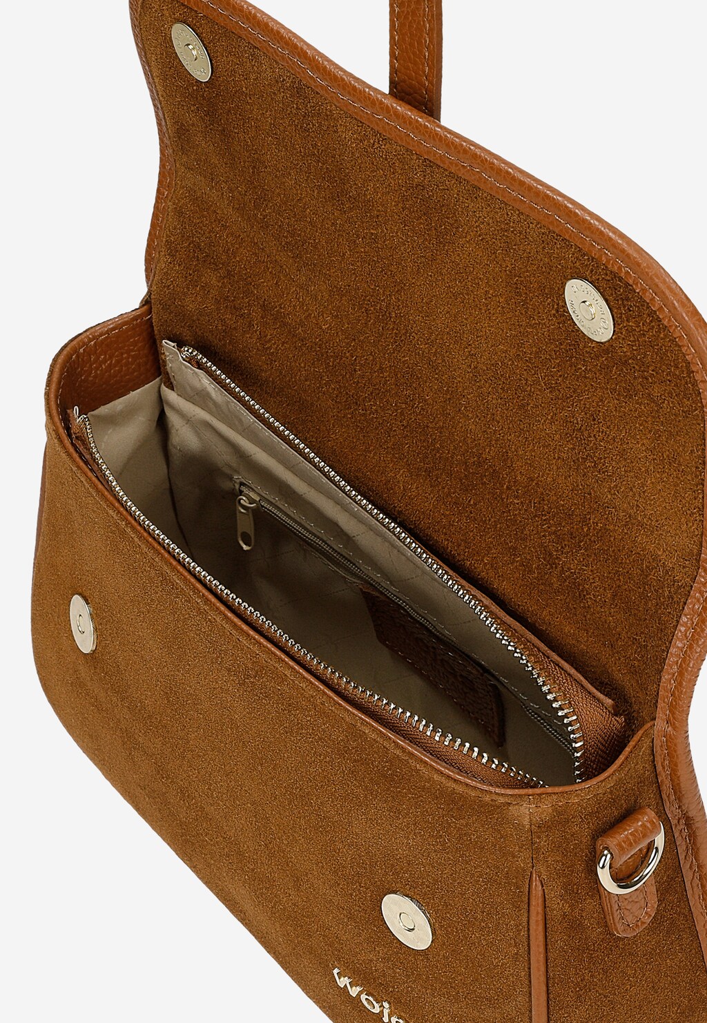 Mała brązowa torebka damska z łączonych skór 80483-73 Widok 5