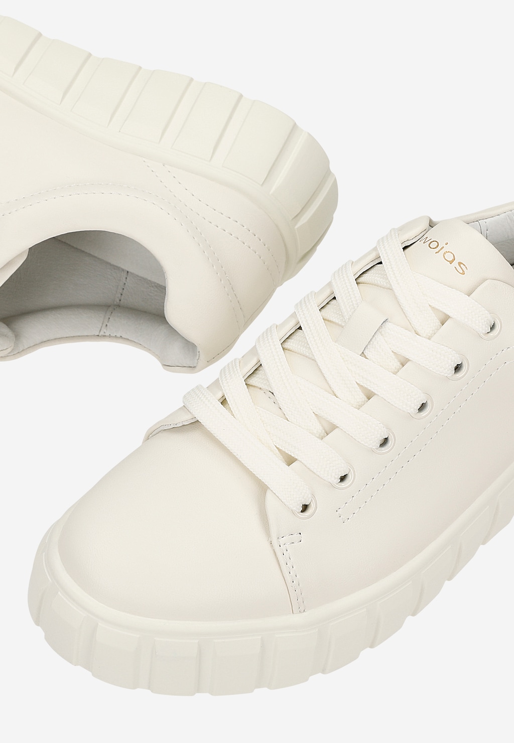 Beżowe skórzane trampki ze karbowaną podeszwą 46359-54 Widok 6