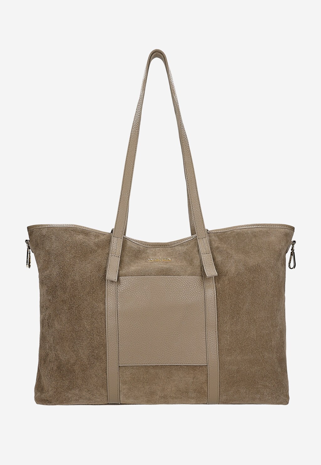 Duża torebka damska z dwoiny welurowej i skóry licowej 80477-74 Widok 2