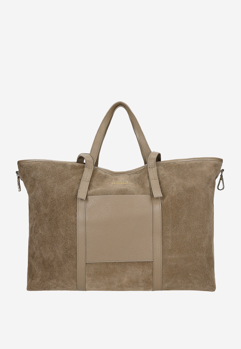 Duża torebka damska z dwoiny welurowej i skóry licowej 80477-74 Widok 5