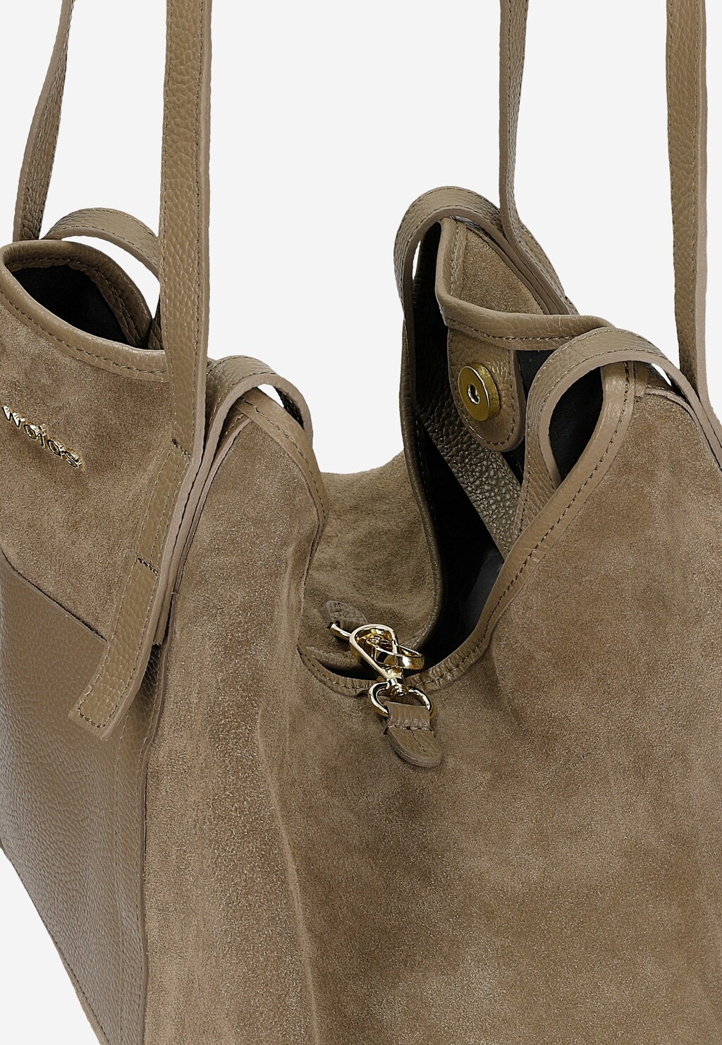 Duża torebka damska z dwoiny welurowej i skóry licowej 80477-74 Widok 7