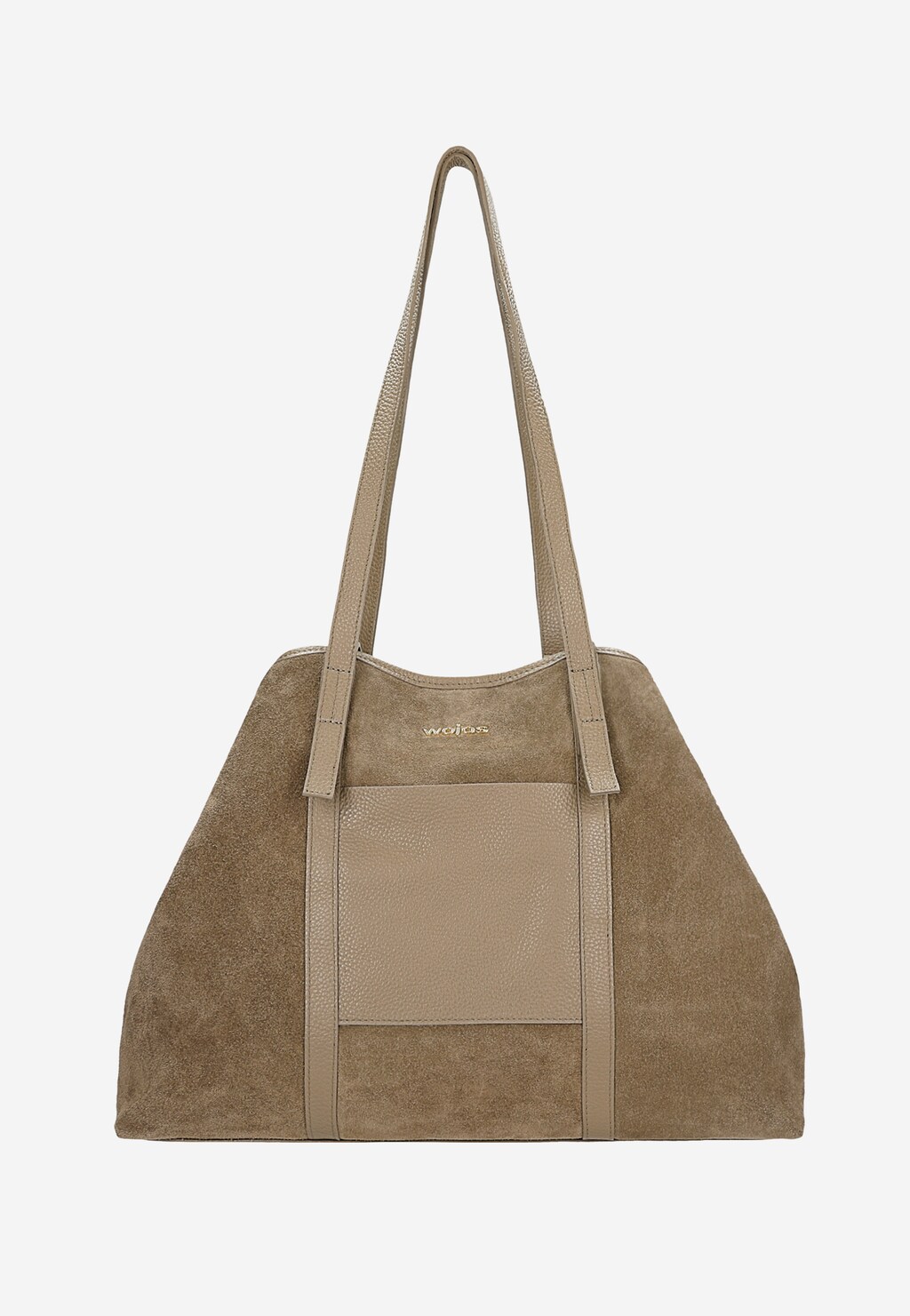 Duża torebka damska z dwoiny welurowej i skóry licowej 80477-74 Widok 1