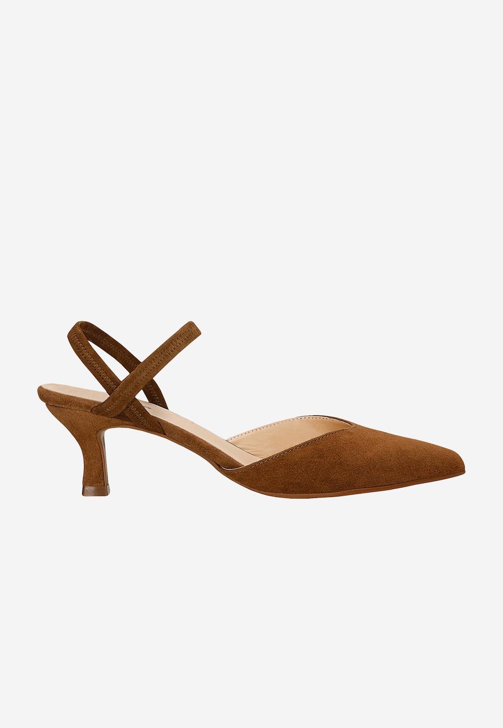 Brązowe czółenka slingback z krzyżowanymi paskami i szpiczastym noskiem 35187-62 Widok 1