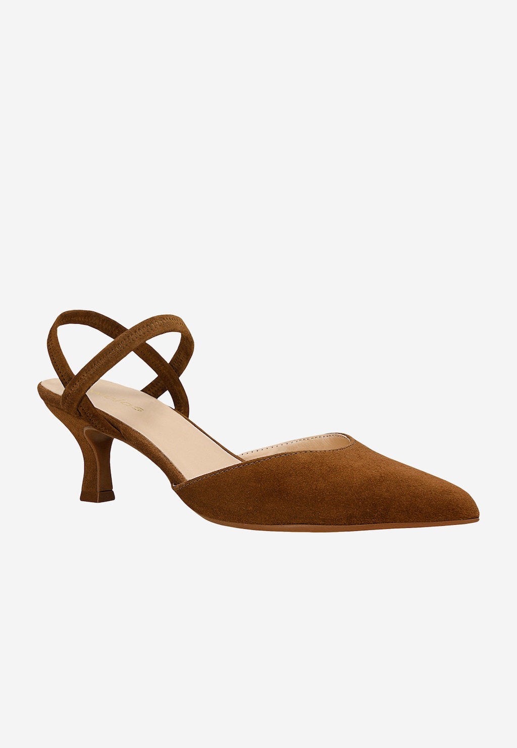 Brązowe czółenka slingback z krzyżowanymi paskami i szpiczastym noskiem 35187-62 Widok 2