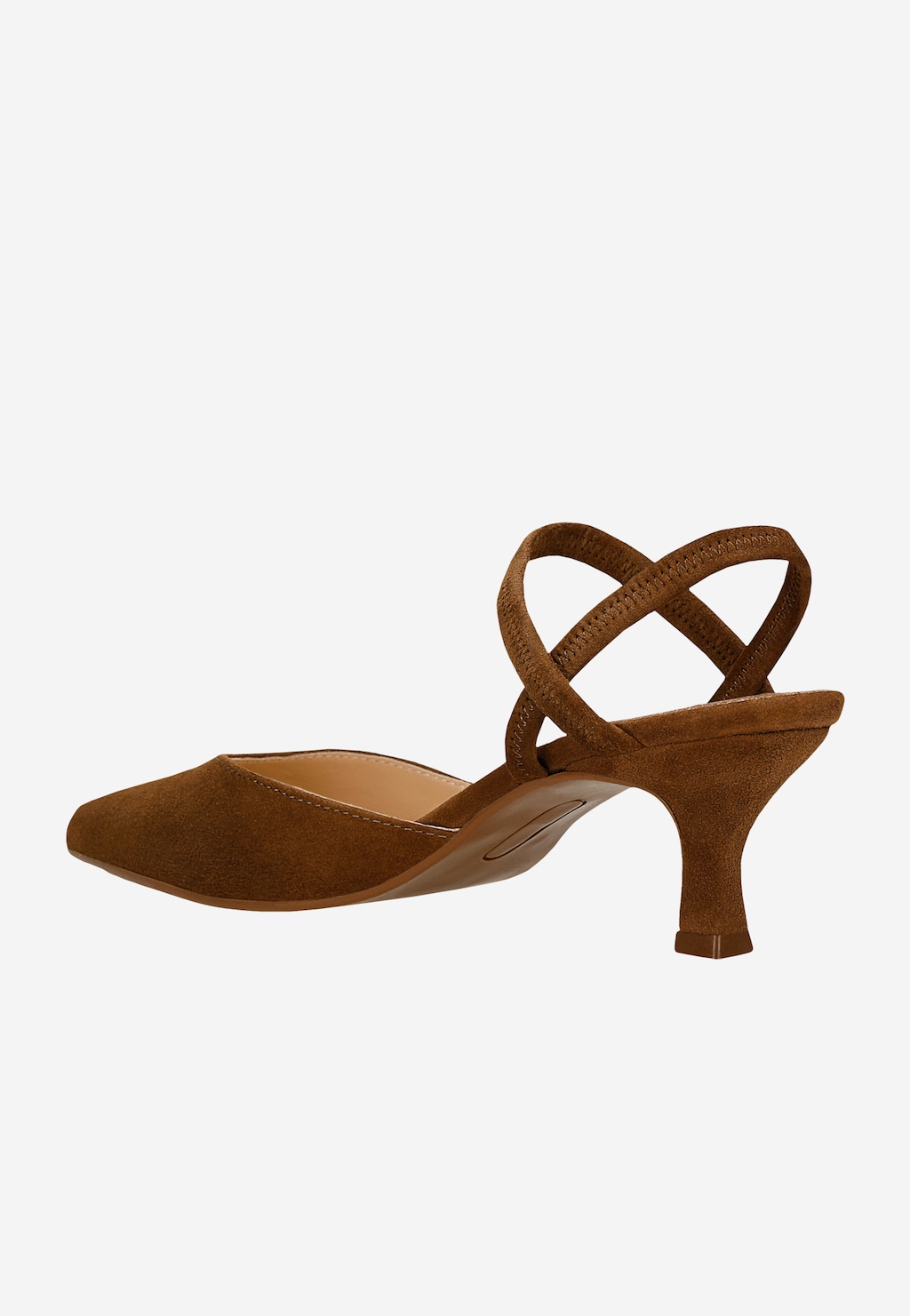 Brązowe czółenka slingback z krzyżowanymi paskami i szpiczastym noskiem 35187-62 Widok 3