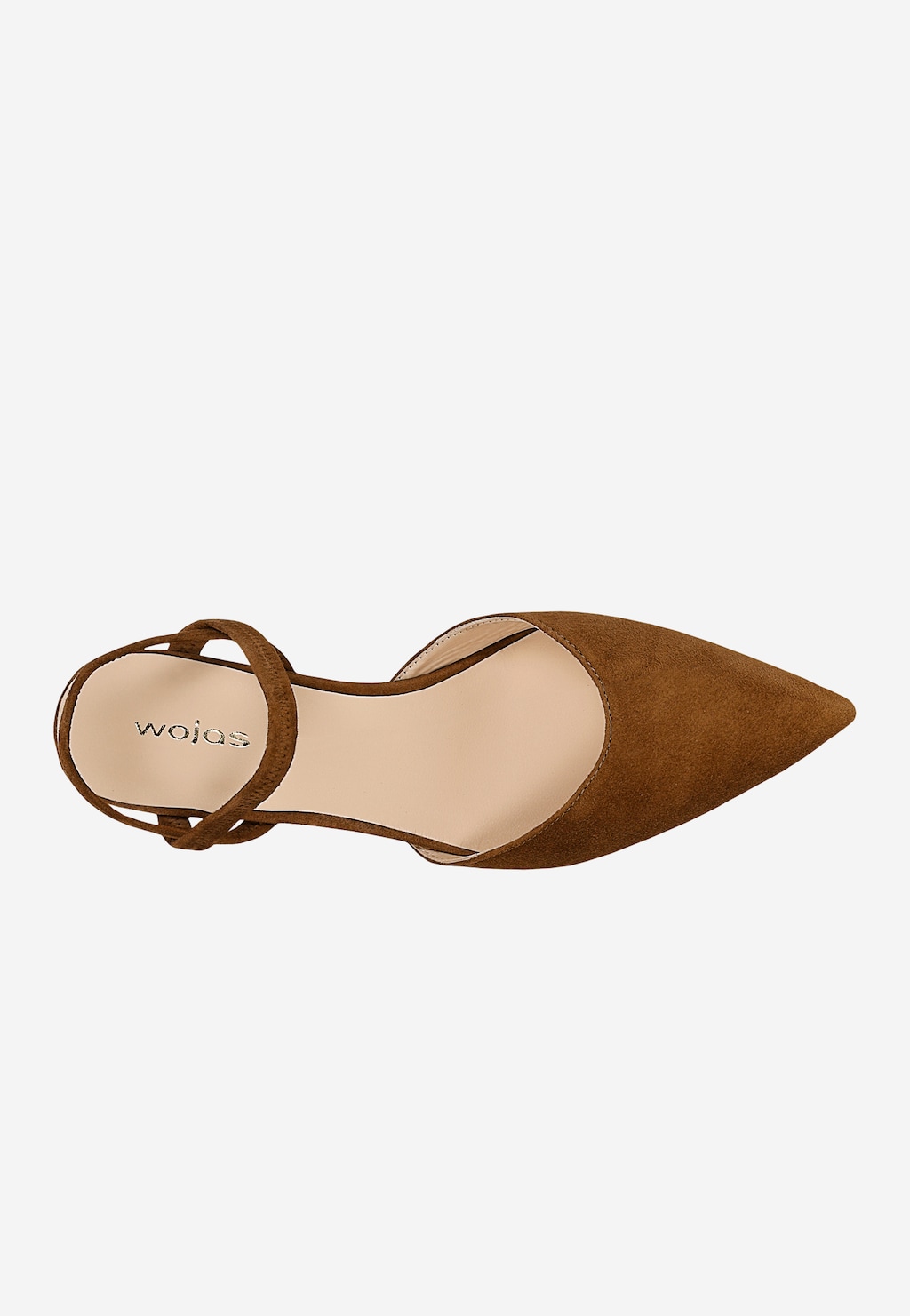 Brązowe czółenka slingback z krzyżowanymi paskami i szpiczastym noskiem 35187-62 Widok 4